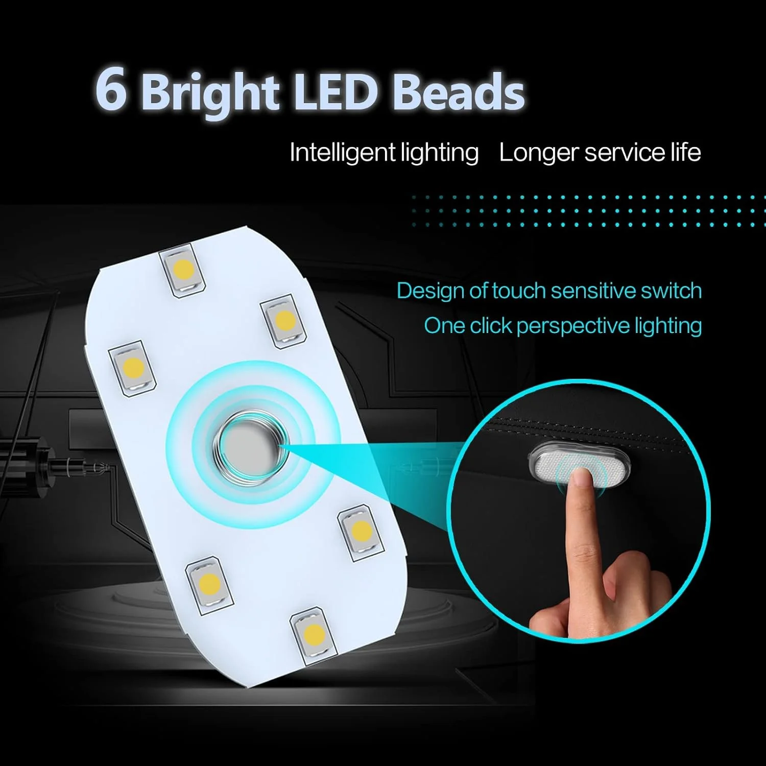 KASTWAVE Car LED Lights, Portable Interior LED Touch Lights with 6 Bright Lamp Beads, USB Rechargeable Emergency Light for Car (Blue Light) KASTWAVE Car LED Lights, Portable Interior LED Touch Lights with 6 Bright Lamp Beads, USB Rechargeable Emergency Light for Car (Blue Light)