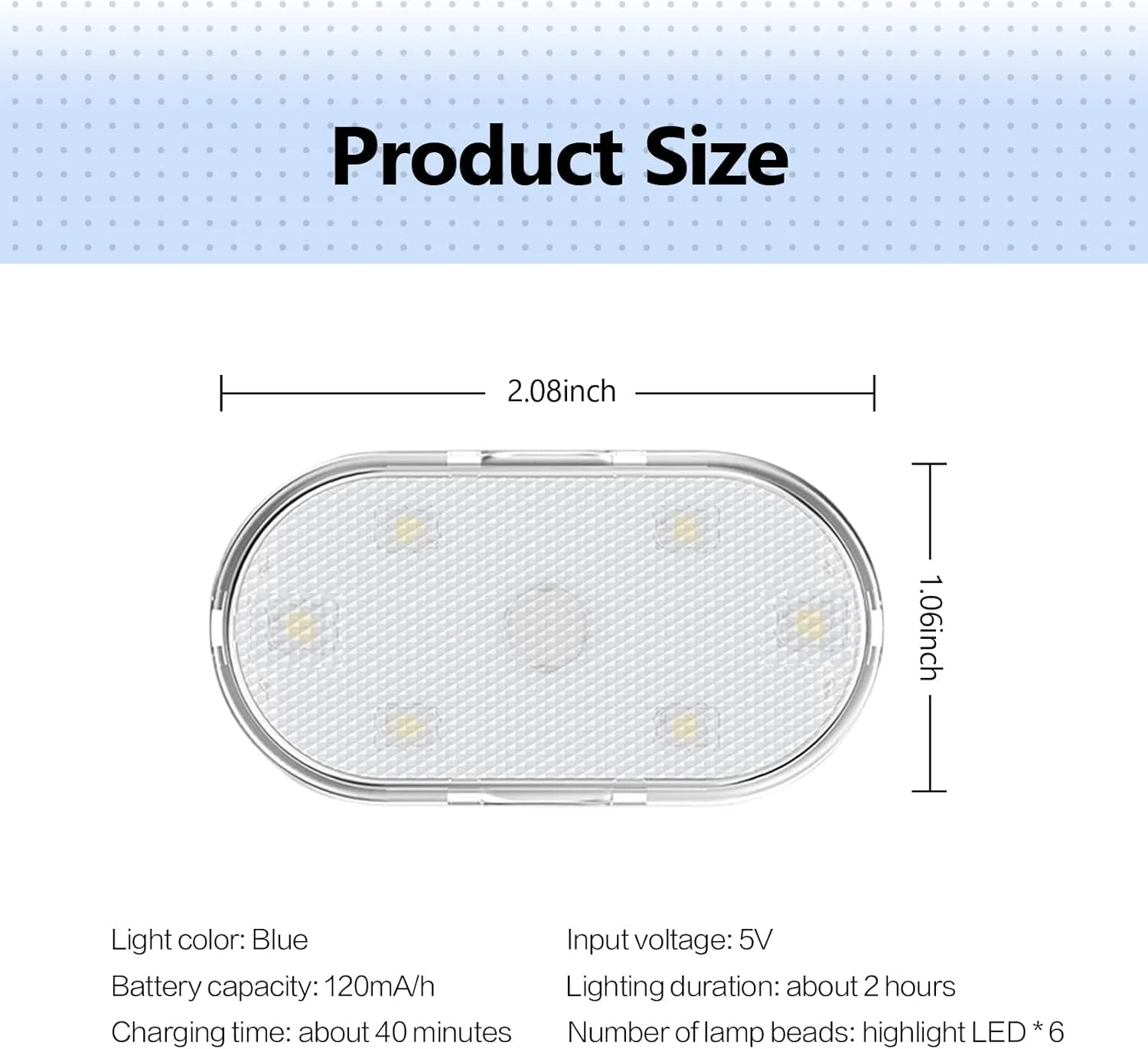 KASTWAVE Car LED Lights, Portable Interior LED Touch Lights with 6 Bright Lamp Beads, USB Rechargeable Emergency Light for Car (Blue Light) KASTWAVE Car LED Lights, Portable Interior LED Touch Lights with 6 Bright Lamp Beads, USB Rechargeable Emergency Light for Car (Blue Light)
