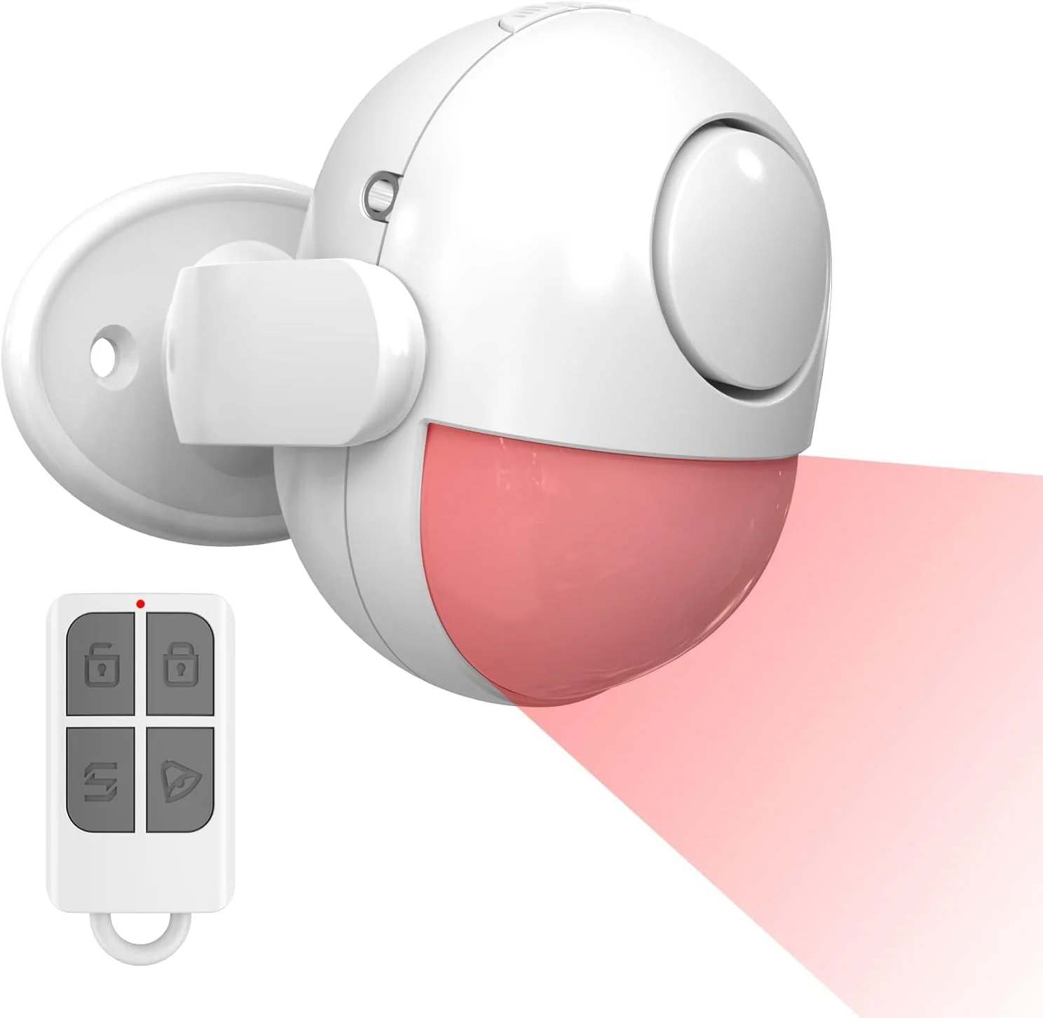آلارم سنسور حرکتی KASTWAVE 125dB برای داخل خانه، ردیاب حرکتی مادون قرمز بی سیم امنیتی داخلی با آژیر، کنترل از راه دور 328 فوتی، زنگ هشدار درب قابل حمل برای مغازه، خانه، سوله، RV، سفید