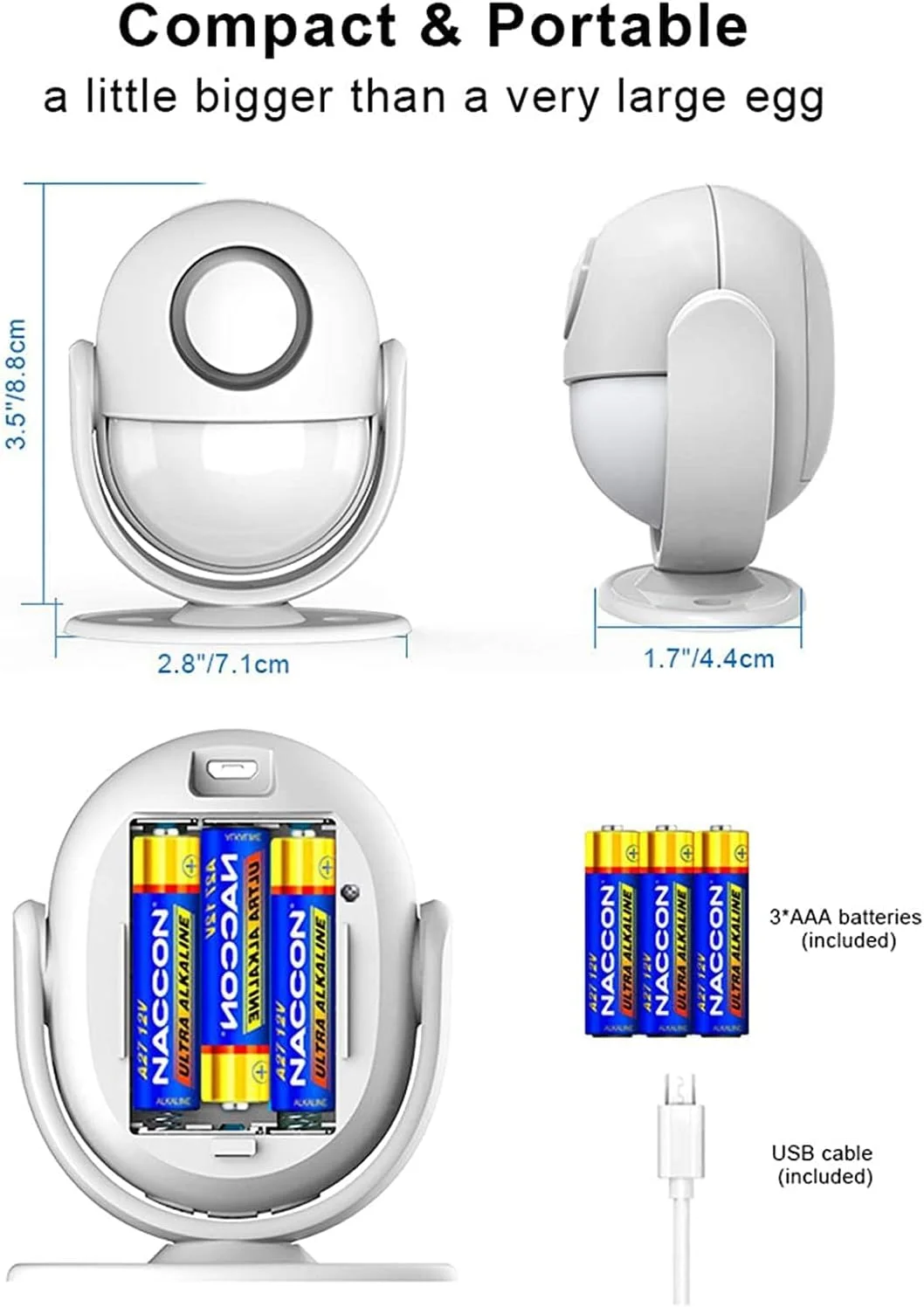 آلارم سنسور حرکتی KASTWAVE 125dB برای داخل خانه، ردیاب حرکتی مادون قرمز بی سیم امنیتی داخلی با آژیر، کنترل از راه دور 328 فوتی، زنگ هشدار درب قابل حمل برای مغازه، خانه، سوله، RV، سفید آلارم سنسور حرکتی KASTWAVE 125dB برای داخل خانه، ردیاب حرکتی مادون قرمز بی سیم امنیتی داخلی با آژیر، کنترل از راه دور 328 فوتی، زنگ هشدار درب قابل حمل برای مغازه، خانه، سوله، RV، سفید