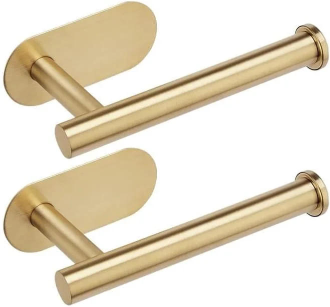 Toilet Paper Holder Paper Stainless Steel Adhesive Roll Paper Dispenser Kitchen Bathroom Wall Mount Tissue Towel Storage Stand (Gold-2PCS) Toilet Paper Holder Paper Stainless Steel Adhesive Roll Paper Dispenser Kitchen Bathroom Wall Mount Tissue Towel Storage Stand (Gold-2PCS)