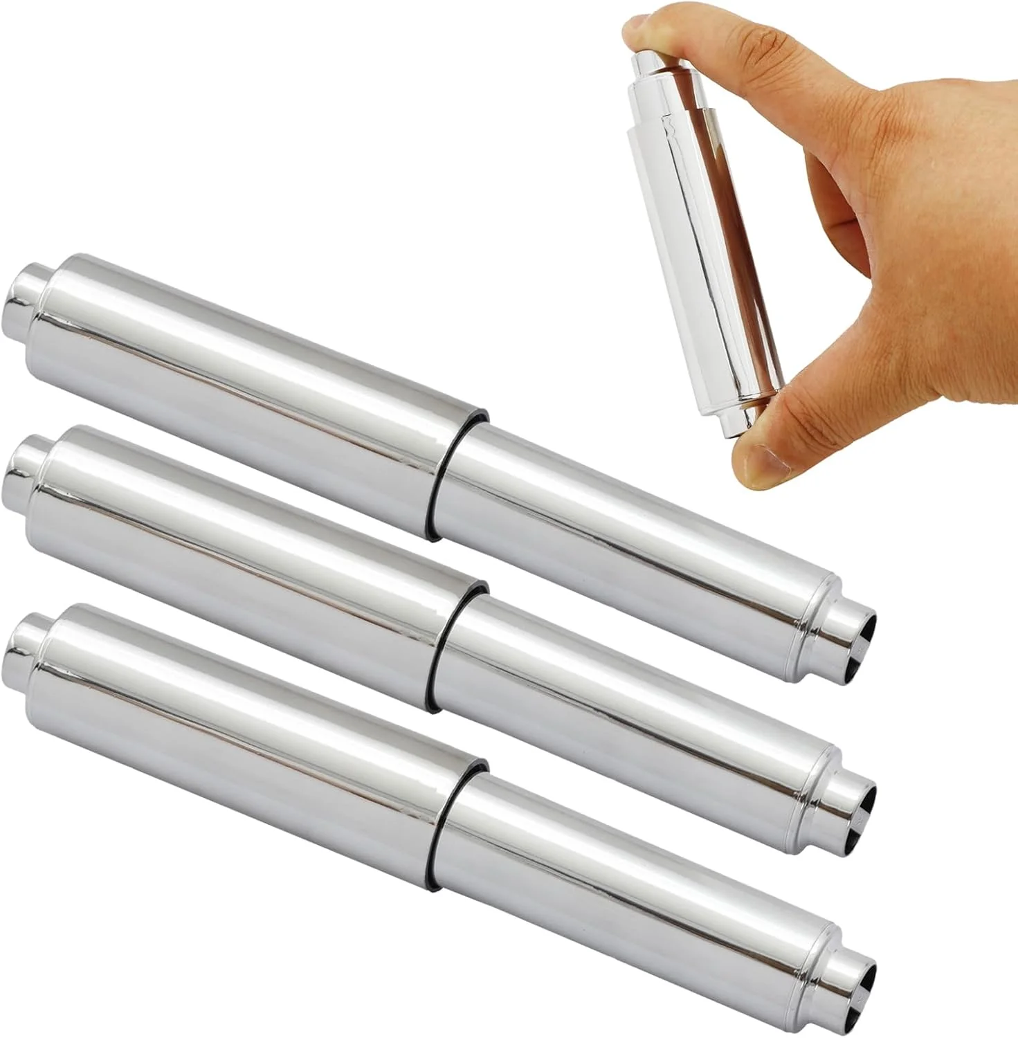 میله فنری نگهدارنده دستمال توالت استیل ضد زنگ 3 عددی، جایگزین غلتک دستمال توالت قابل تنظیم، لوازم جانبی حمام ضد زنگ برای نصب آسان میله فنری نگهدارنده دستمال توالت استیل ضد زنگ 3 عددی، جایگزین غلتک دستمال توالت قابل تنظیم، لوازم جانبی حمام ضد زنگ برای نصب آسان