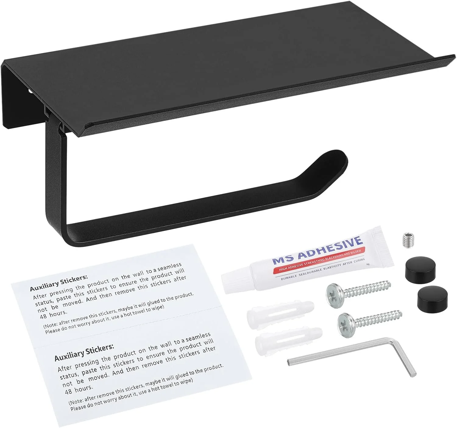 جا دستمال کاغذی توالت با قفسه، نگهدارنده دستمال کاغذی حمام خود چسب ضد زنگ قابل جابجایی، پایه رول توالت با قفسه نگهداری تلفن برای نصب روی دیوار (مشکی) جا دستمال کاغذی توالت با قفسه، نگهدارنده دستمال کاغذی حمام خود چسب ضد زنگ قابل جابجایی، پایه رول توالت با قفسه نگهداری تلفن برای نصب روی دیوار (مشکی)