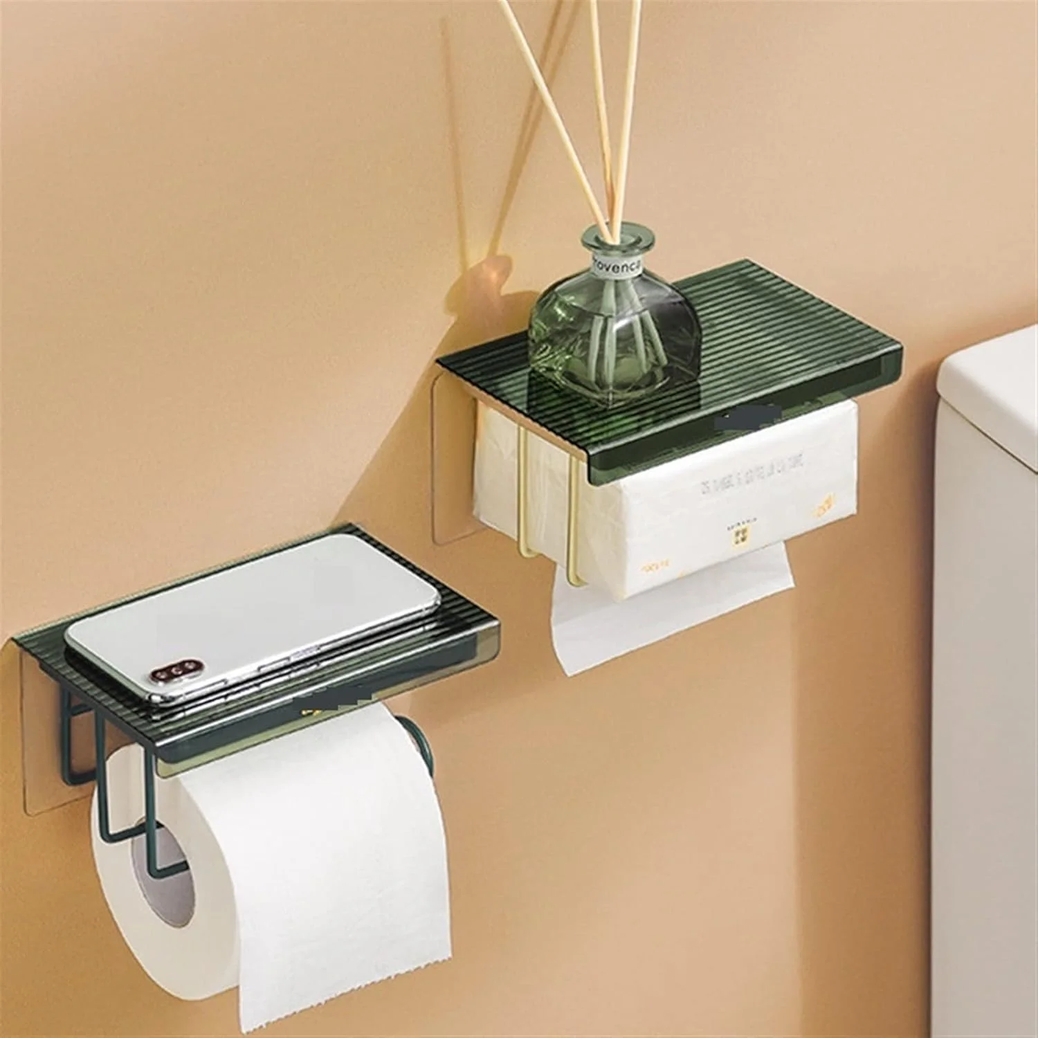 جای دستمال توالت SKYRRA، نگهدارنده دیواری دستمال کاغذی، جا دستمال کاغذی حمام (طلایی)