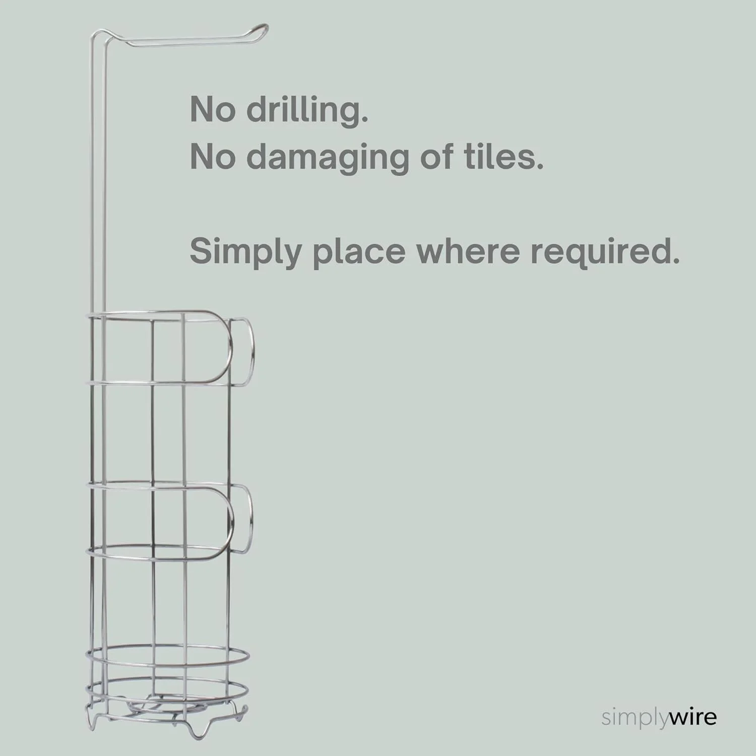 جا دستمال توالت ایستاده سیمپلی وایر با محفظه ذخیره سازی - کروم