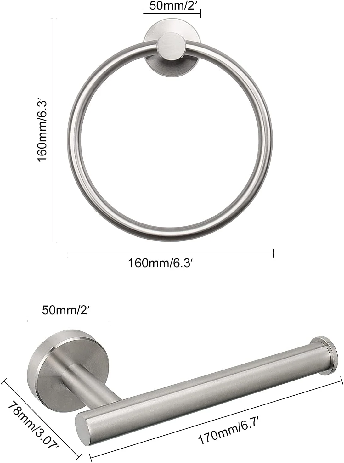 ست لوازم جانبی حمام Siyzda، شامل حلقه حوله و جا دستمال کاغذی، ساخته شده از استیل ضد زنگ 304، نگهدارنده حوله دستی و آویز حوله، نصب دیواری (نیکل برس خورده) ست لوازم جانبی حمام Siyzda، شامل حلقه حوله و جا دستمال کاغذی، ساخته شده از استیل ضد زنگ 304، نگهدارنده حوله دستی و آویز حوله، نصب دیواری (نیکل برس خورده)