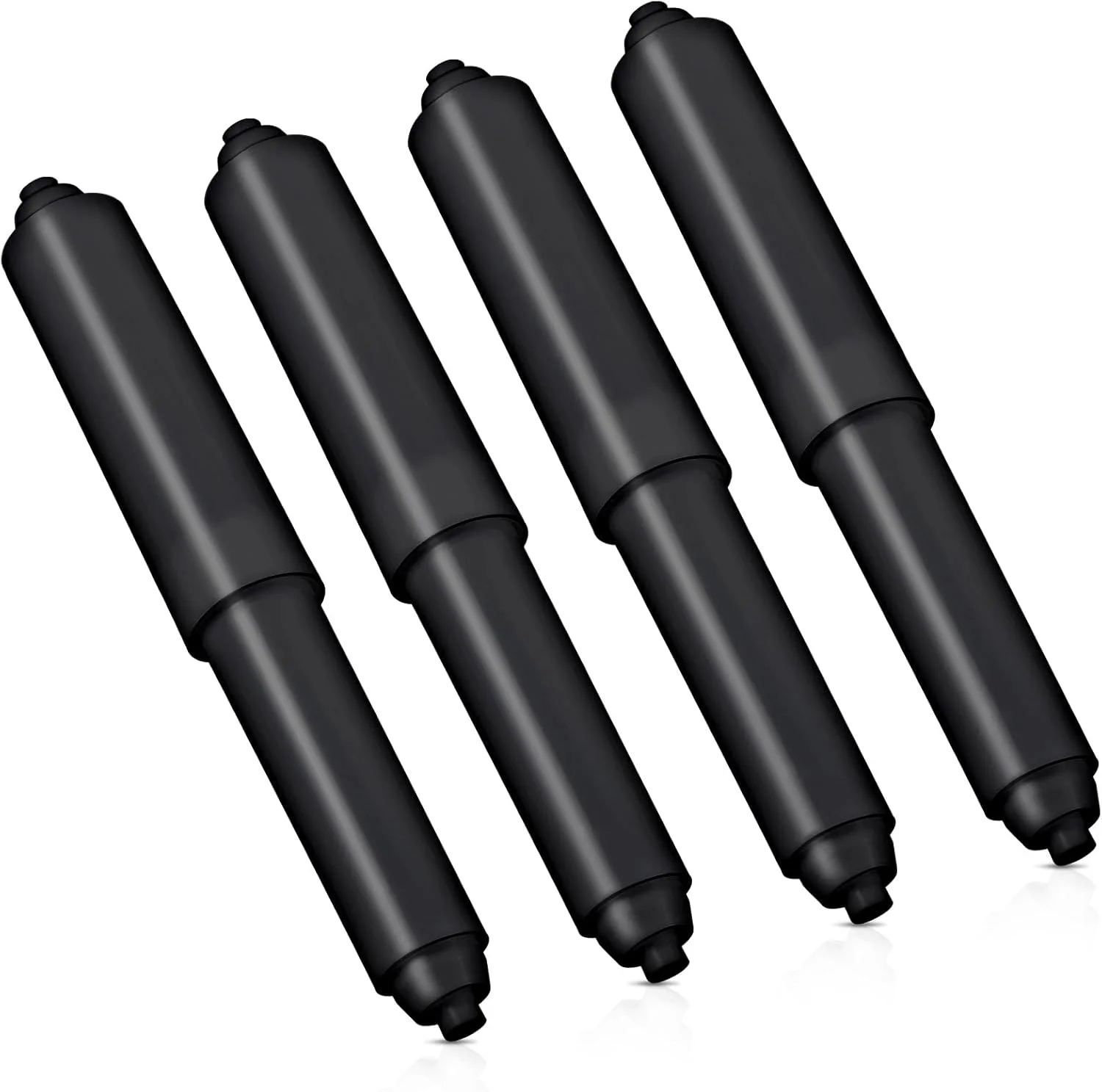 سیمارو 4 عدد میله جایگزین رول دستمال توالت، نگهدارنده رول توالت مکنده با میله فنری، هسته رول جعبه دستمال کاغذی قابل تنظیم میله پلاستیکی حمام، غلتک نگهدارنده دستمال توالت (مشکی)