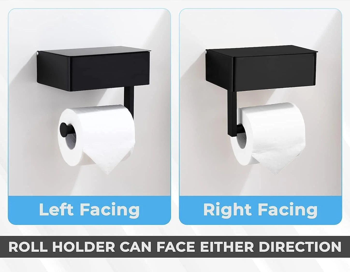 جای دستمال توالت Silk Route با جعبه ذخیره سازی، نگهدارنده دستمال مرطوب مات استیل ضد زنگ قابل نصب روی دیوار برای حمام، مناسب برای نگهداری دستمال کاغذی و دستمال مرطوب (مشکی)