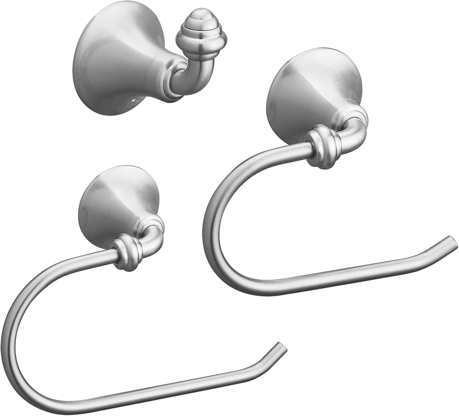 ست لوازم جانبی حمام شونلی 3 تکه، شامل جا حوله ای، جا دستمال کاغذی و آویز لباس، نصب دیواری، رنگ نیکل برس خورده، سبک آنتیک