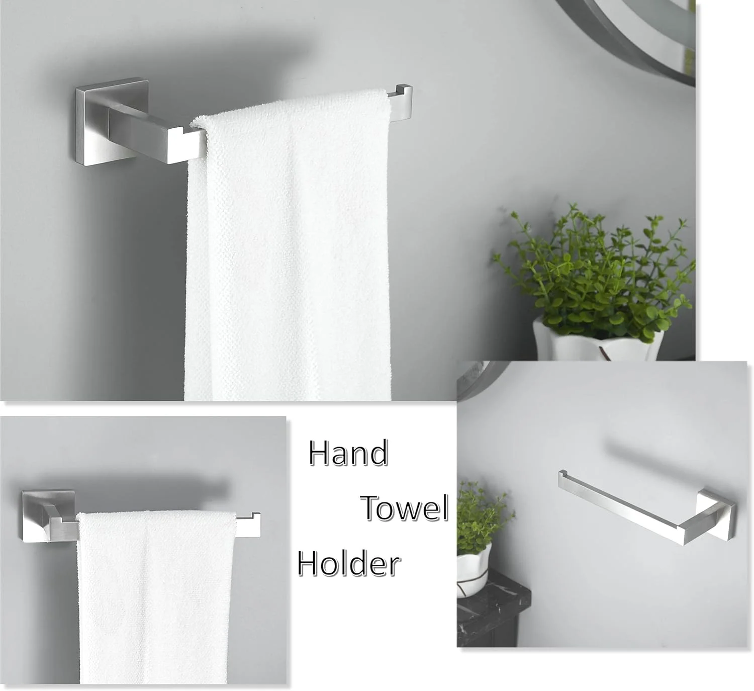 ست لوازم جانبی دستشویی SHUNLI شامل جا دستمال کاغذی و حلقه حوله، 2 تکه، میله حوله، نیکل برس خورده/استیل ضد زنگ SUS304، نصب دیواری