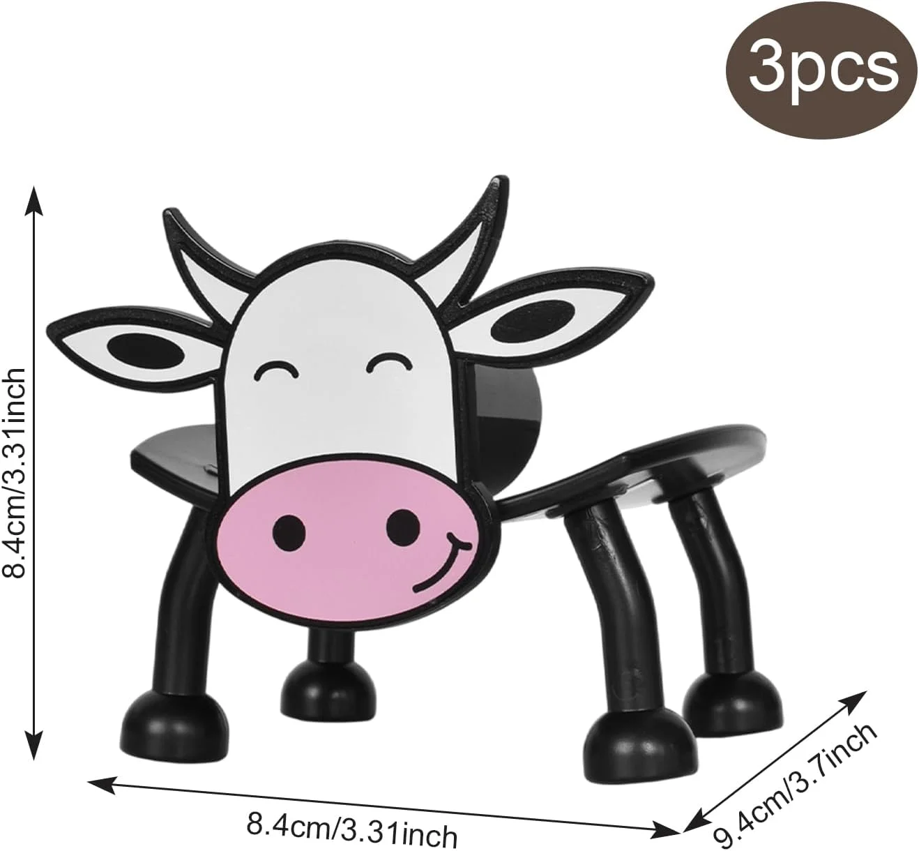 جا دستمال کاغذی توالت طرح گاو شیری، ست 3 تکه بامزه برای تزئین حمام، مناسب برای رول هایی با قطر داخلی بالای 28 میلی متر، ایده آل