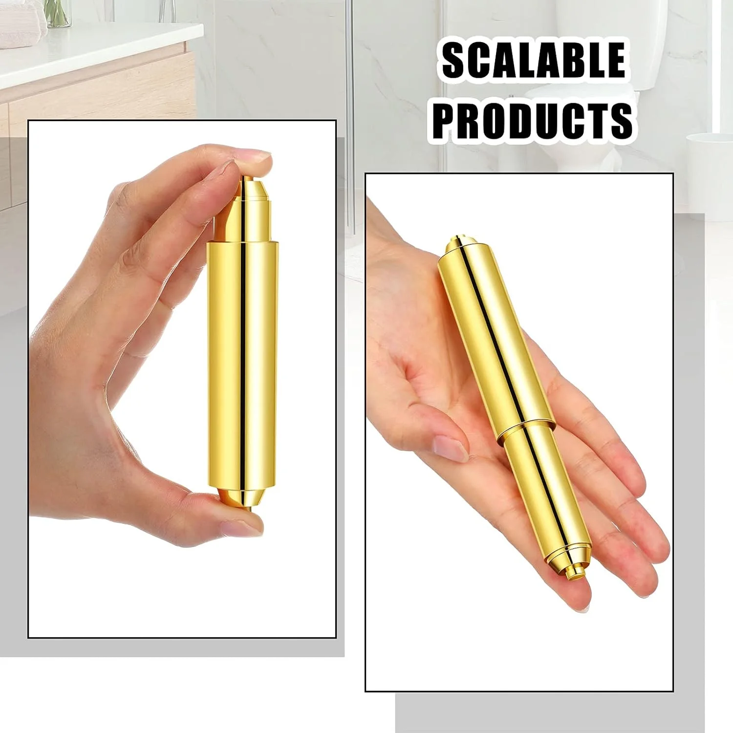 شپی 2 عدد نگهدارنده دستمال توالت، غلتک جایگزین پلاستیکی فنری (طلایی)