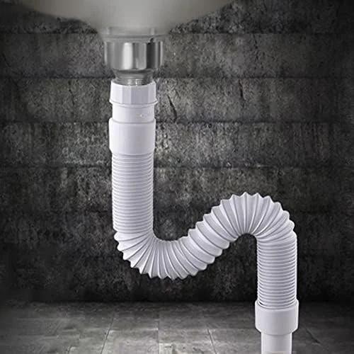 لوله فاضلاب پلاستیکی KASTWAVE، لوله تخلیه کشویی برای سیفون سینک ظرفشویی، مناسب حمام و آشپزخانه (طول: 80 سانتی متر)