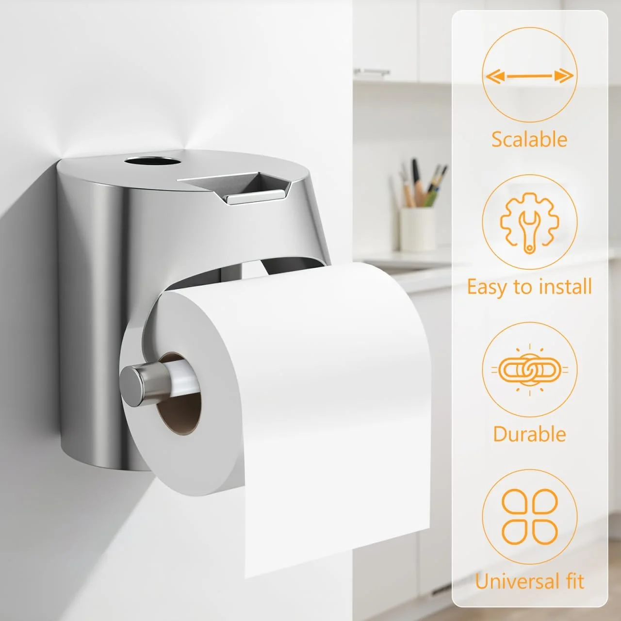 SEWACC 10 عدد نگهدارنده کاغذ توالت سفید، میله جایگزین غلتکی فنری پلاستیکی جهانی