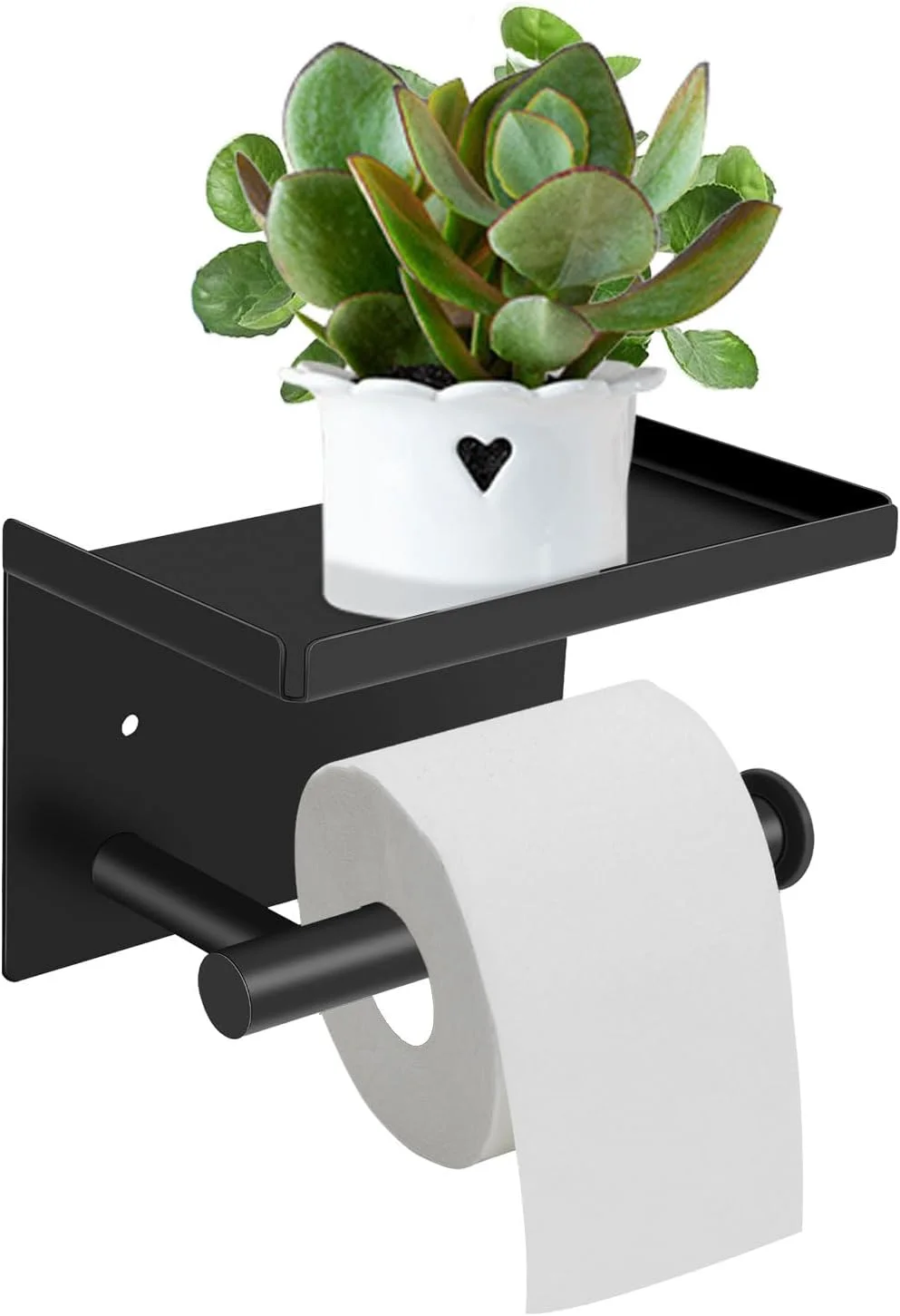 نگهدارنده رول توالت مشکی Ruig، نگهدارنده کاغذ توالت استیل ضد زنگ با قفسه، نگهدارنده کاغذی دیواری خود چسب، لوازم جانبی حمام