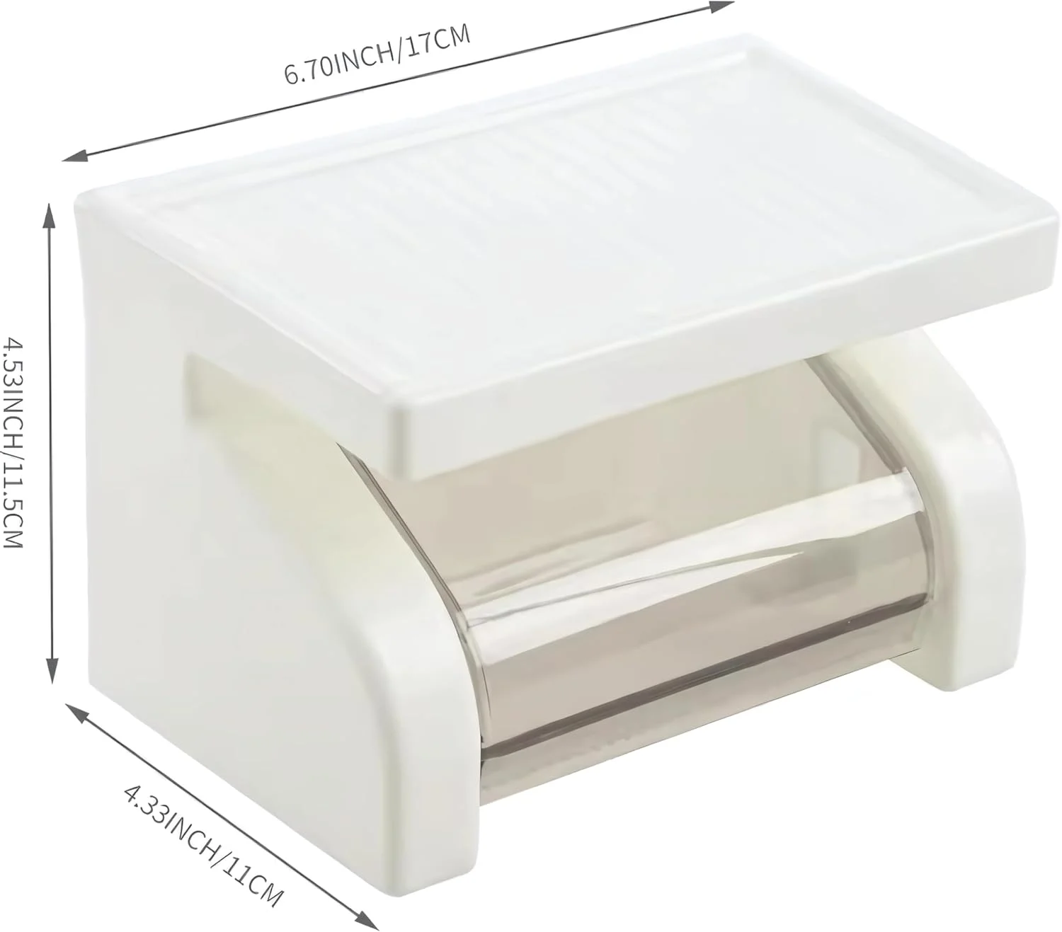 جا دستمال کاغذی چسبی ECVV® | نگهدارنده رول دستمال کاغذی پلاستیکی دیواری با سینی تلفن | ایده آل برای حمام، آشپزخانه و مصارف چند منظوره | سفید