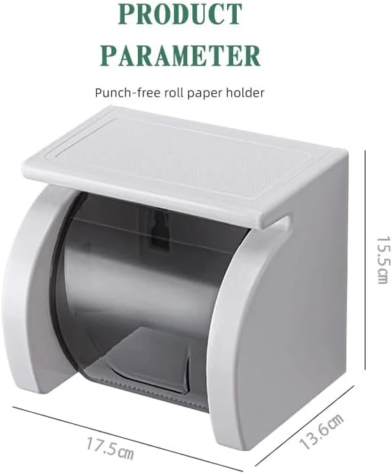 نگهدارنده دستمال توالت Volo®، نگهدارنده رول دستمال کاغذی خود چسب، نگهدارنده دستمال کاغذی دیواری، نگهدارنده تلفن، جا دستمال کاغذی پلاستیکی حمام، سینی توالت شفاف/مشکی. (بسته 1 عددی)