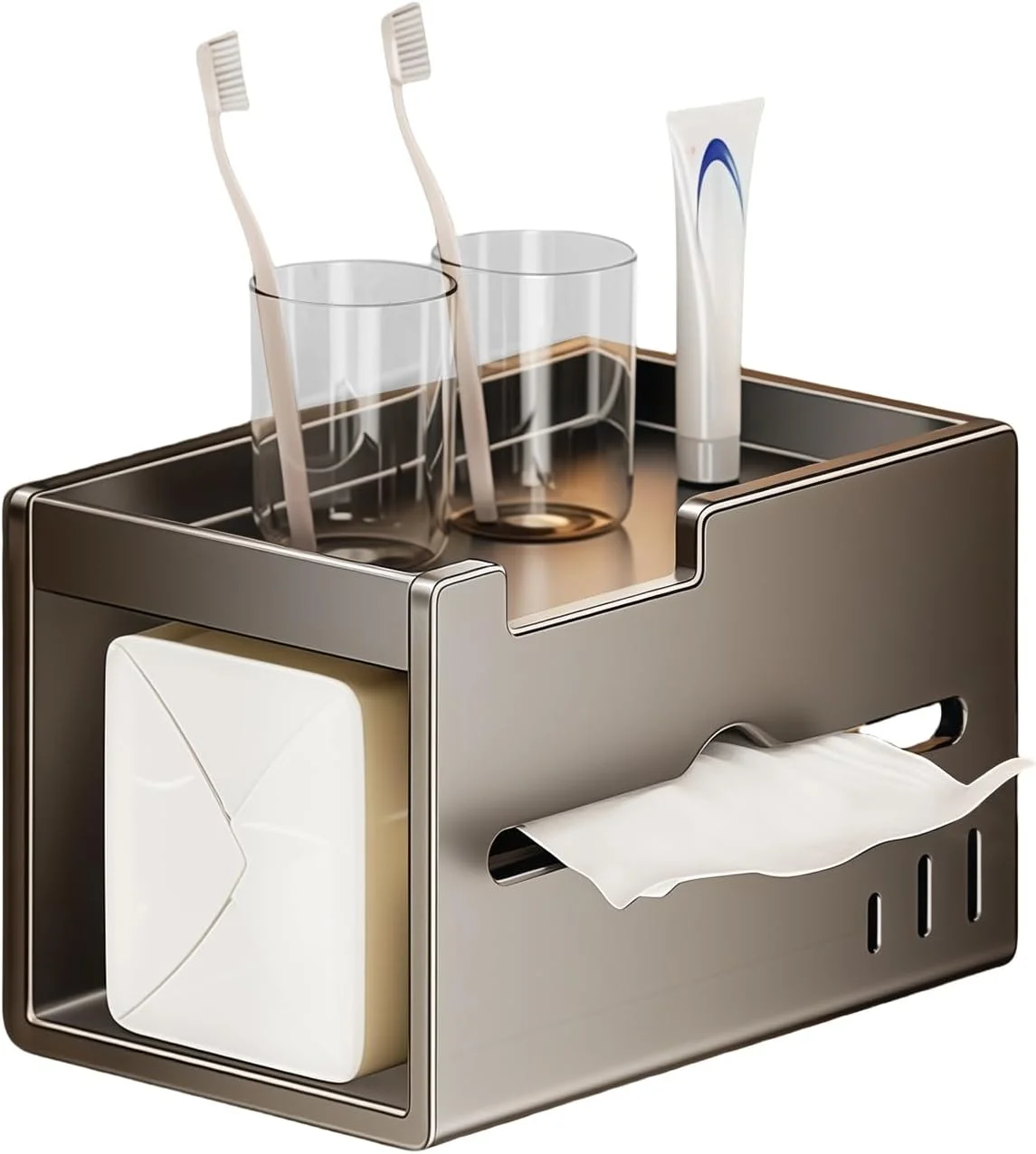 پایه دستمال توالت | نگهدارنده دستمال توالت دیواری | جا دستمال کاغذی آلومینیومی ضد زنگ، سازمان دهنده مدرن برای لوازم جانبی حمام، آشپزخانه و کاروان