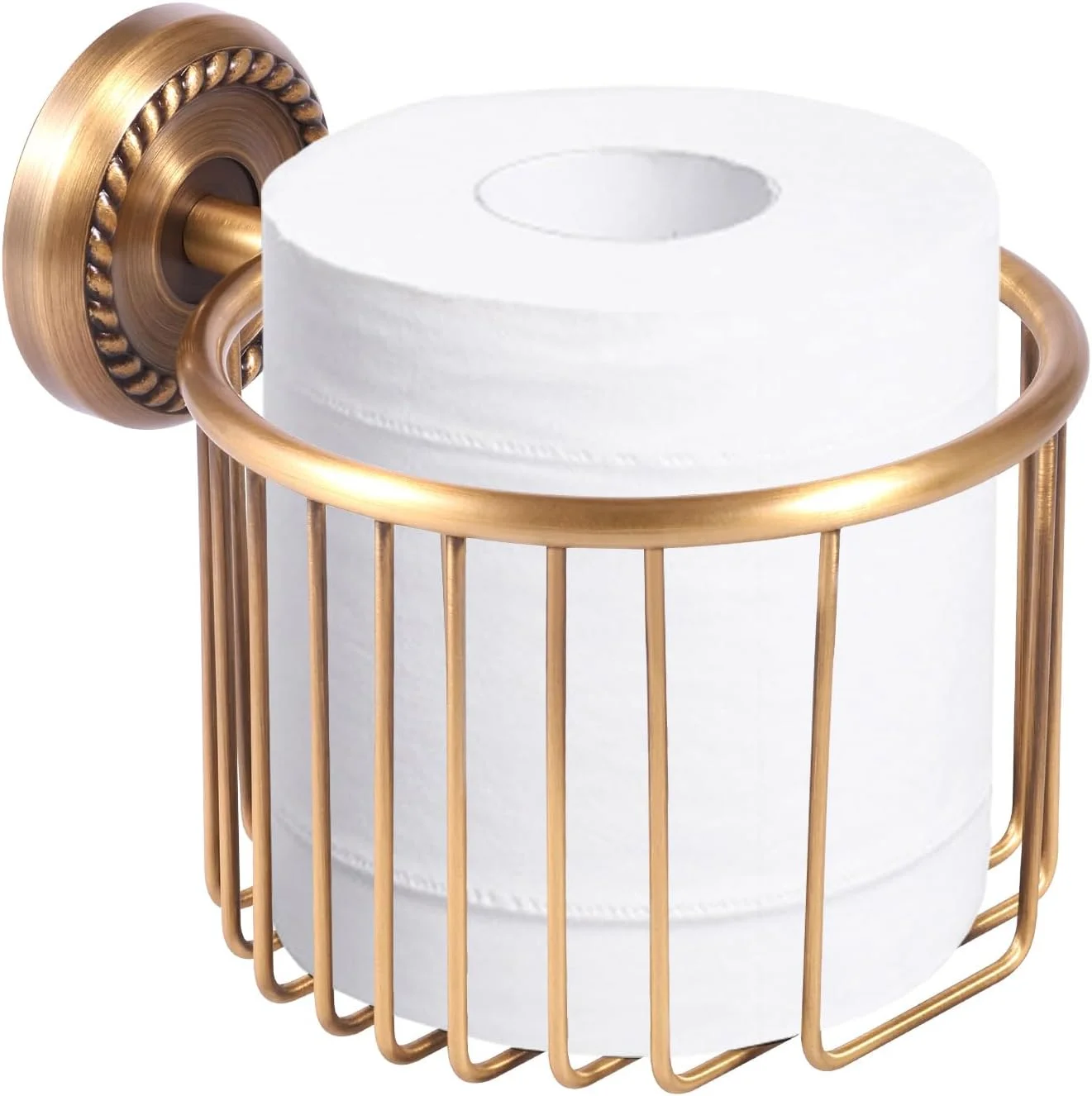 نگهدارنده دستمال توالت، نگهدارنده دیواری ضد زنگ برای دستمال توالت، 13.6 x 16.5 سانتی متر، سبد سیمی دستمال رولی مسی عتیقه، پخش کننده دستمال توالت تجاری برای حمام، آشپزخانه، دستشویی