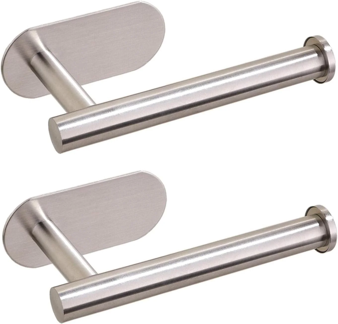 جا دستمال کاغذی رولی چسبی RONGCN بسته 2 عددی، نصب دیواری، نقره ای نیکل برس خورده، استیل ضد زنگ 304، مناسب دستشویی، بدون نیاز به سوراخکاری