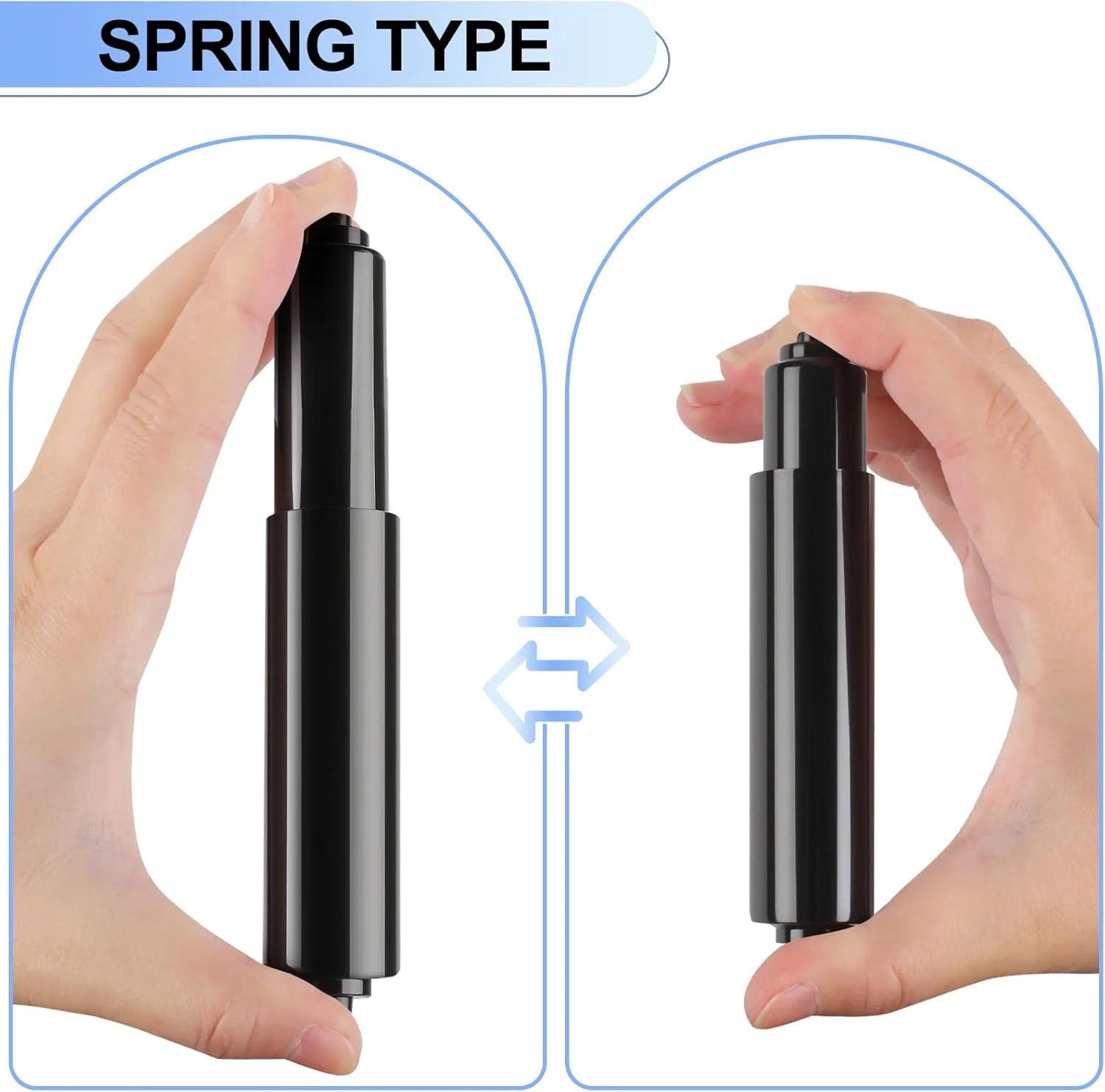 میله فنری نگهدارنده دستمال توالت Rindion بسته 4 عددی، میله جایگزین مشکی غلطک دستمال توالت، میله جایگزین پلاستیکی نگهدارنده دستمال توالت