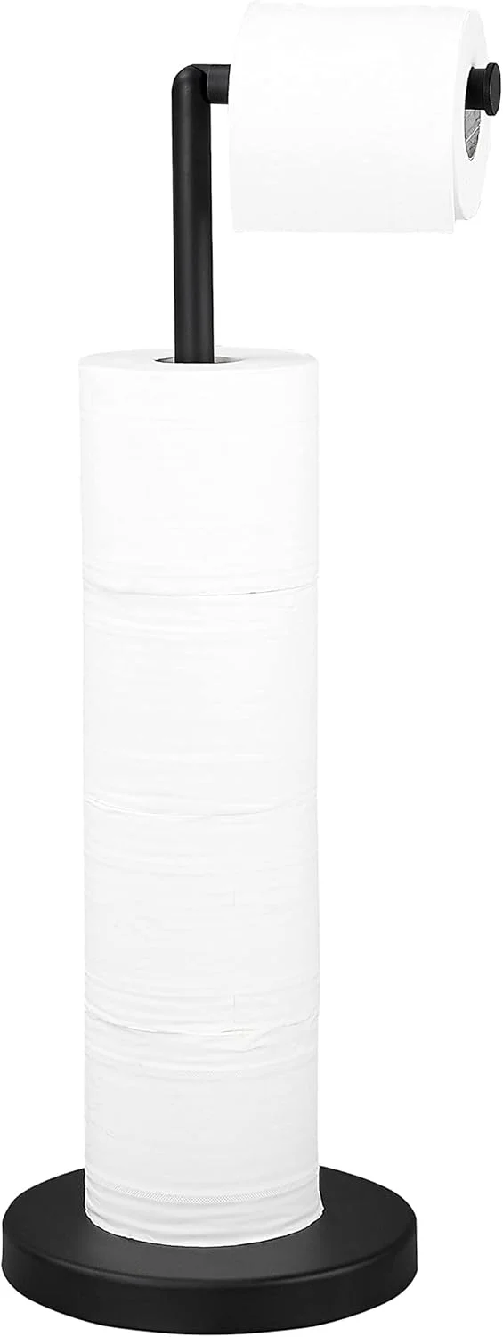 جا دستمال کاغذی توالت تاشو RODDEX، استیل ضد زنگ SUS304، پایه نگهدارنده دستمال کاغذی توالت ایستاده، محل نگهداری 4 رول دستمال کاغذی توالت (مشکی مات)