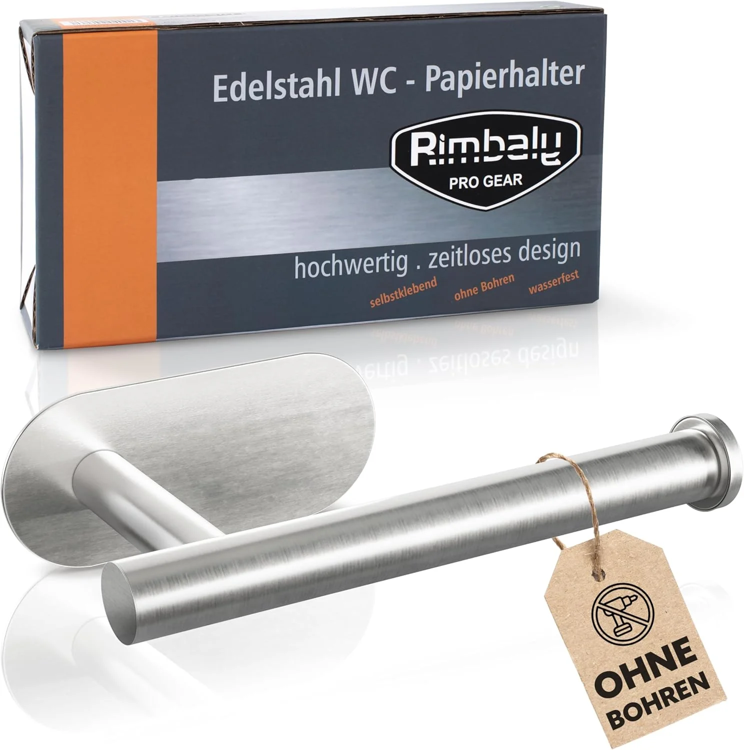 جا دستمال توالت RIMBALY - استیل ضد زنگ برس خورده - خود چسب با پد چسب 3M - ضد آب + ضد زنگ - قابل نصب افقی + عمودی - 16 x 10.3 x 4.5 سانتی متر - حداکثر بار 4 کیلوگرم