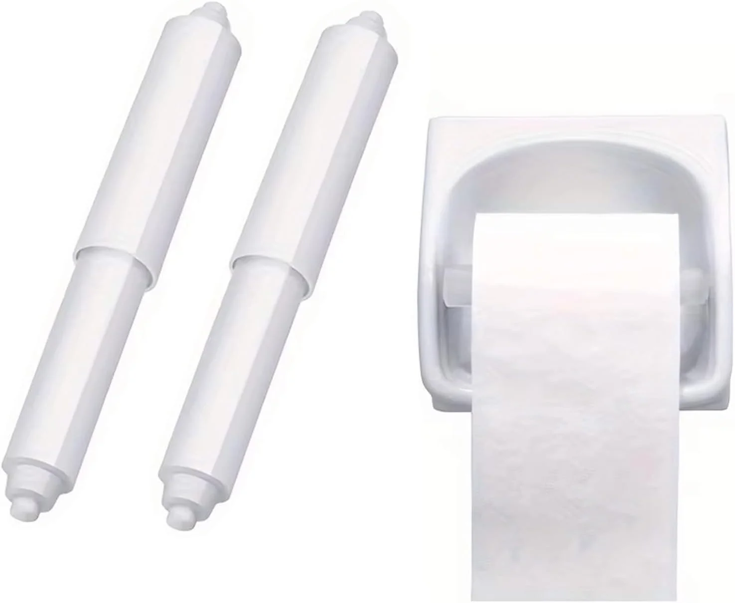 نگهدارنده کاغذ توالت 2 عددی، غلتک های نگهدارنده کاغذ توالت، درج نگهدارنده رول دستمال کاغذی پلاستیکی در قرقره جایگزین فنری حمام - نصب آسان