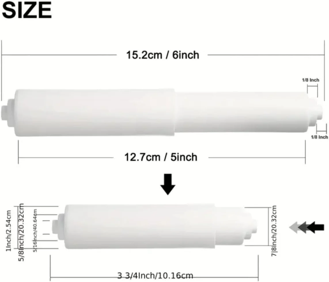 2 عدد غلطک نگهدارنده دستمال توالت، نگهدارنده رول توالت، غلطک جایگزین پلاستیکی و استیل ضد زنگ فنری برای دستمال کاغذی توالت - نصب آسان