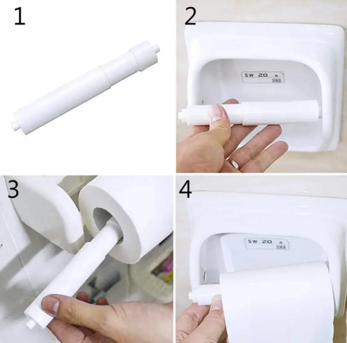 2 عدد غلطک نگهدارنده دستمال توالت، نگهدارنده رول توالت، غلطک جایگزین پلاستیکی و استیل ضد زنگ فنری برای دستمال کاغذی توالت - نصب آسان