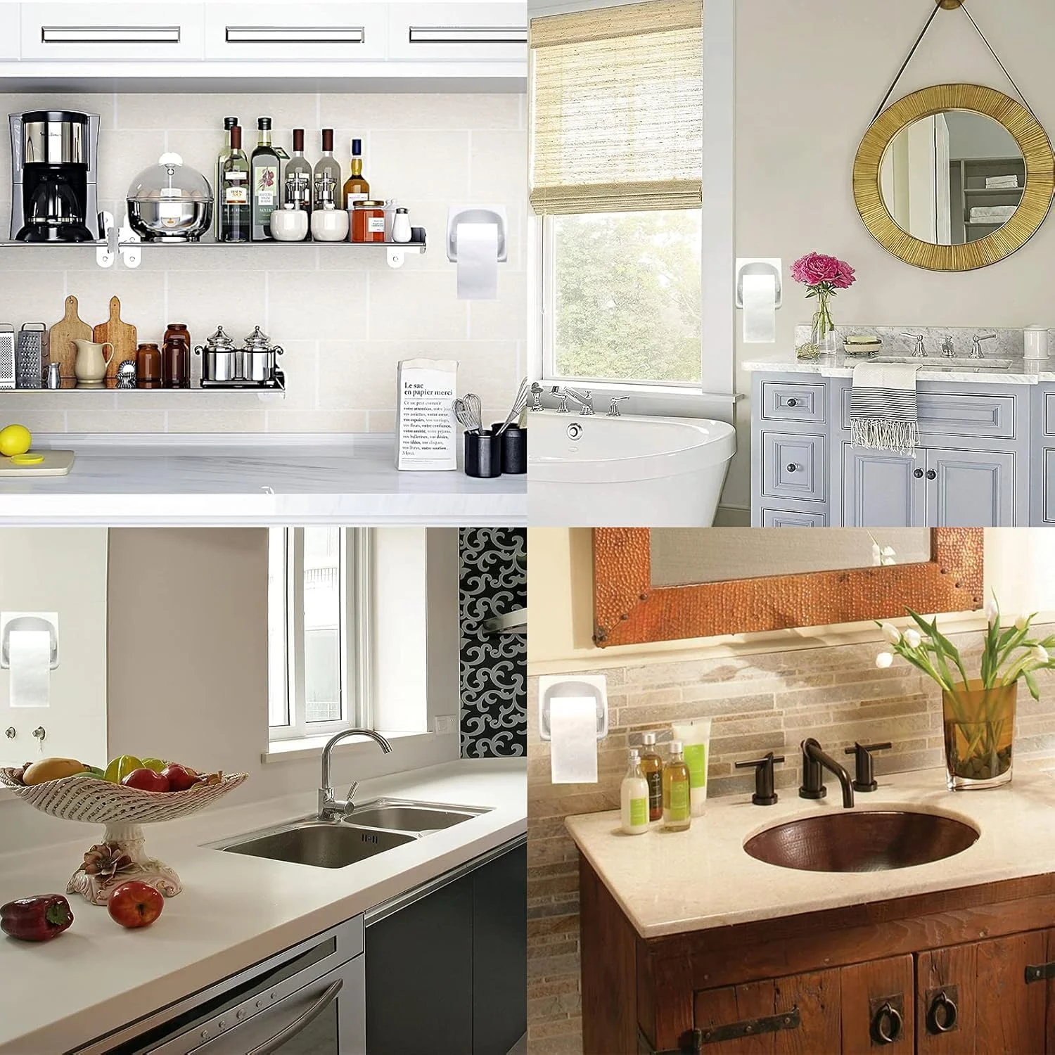 جا کاغذی توالت 3 عددی، میله محور نگهدارنده رول دستمال کاغذی فنری پلاستیکی جهانی برای حمام