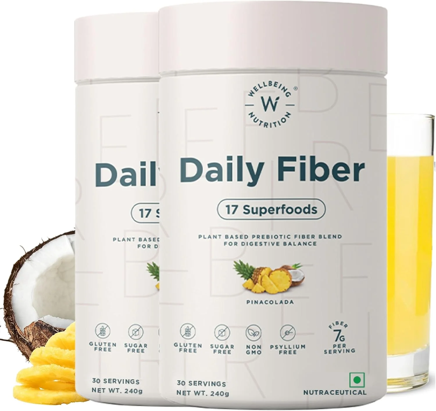 پودر فیبر روزانه Wellbeing Nutrition | مدیریت وزن، کنترل قند، نفخ، یبوست و تسکین اسیدیته | مکمل فیبر پریبیوتیک ارگانیک گوارشی | پینا کولادا | 60 سروینگ پودر فیبر روزانه Wellbeing Nutrition | مدیریت وزن، کنترل قند، نفخ، یبوست و تسکین اسیدیته | مکمل فیبر پریبیوتیک ارگانیک گوارشی | پینا کولادا | 60 سروینگ