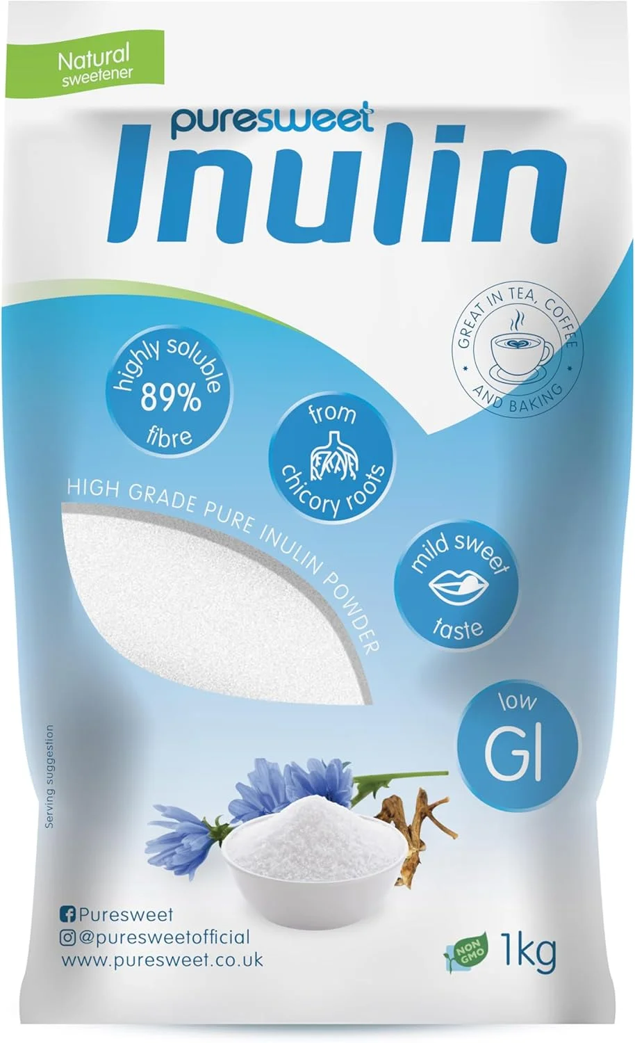 پودر فیبر پری بیوتیک اینولین ممتاز Puresweet® یک کیلوگرمی - ریشه کاسنی، غیر GMO، بسیار محلول، ساخت اتحادیه اروپا، فروکتو الیگوساکارید (FOS)، بدون گلوتن، وگان. پودر فیبر پری بیوتیک اینولین ممتاز Puresweet® یک کیلوگرمی - ریشه کاسنی، غیر GMO، بسیار محلول، ساخت اتحادیه اروپا، فروکتو الیگوساکارید (FOS)، بدون گلوتن، وگان.