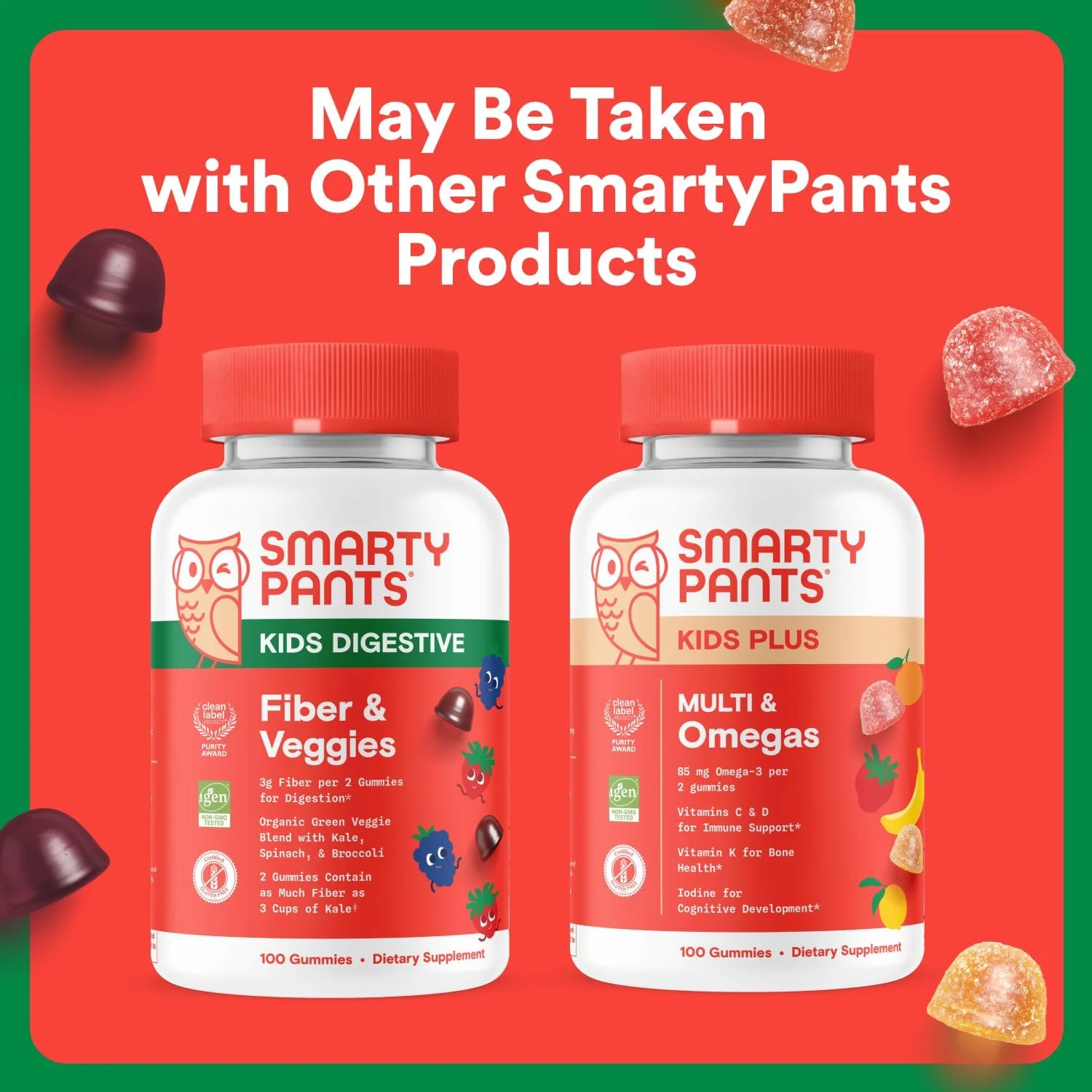 SmartyPants فیبر و سبزیجات کودکان: پاستیل فیبر پری بیوتیک برای کودکان، مکمل فیبر با اینولین، مخلوط سبزیجات سبز ارگانیک، وگان، بدون گلوتن، طعم توت مخلوط، 60 عدد (30 روز) SmartyPants فیبر و سبزیجات کودکان: پاستیل فیبر پری بیوتیک برای کودکان، مکمل فیبر با اینولین، مخلوط سبزیجات سبز ارگانیک، وگان، بدون گلوتن، طعم توت مخلوط، 60 عدد (30 روز)