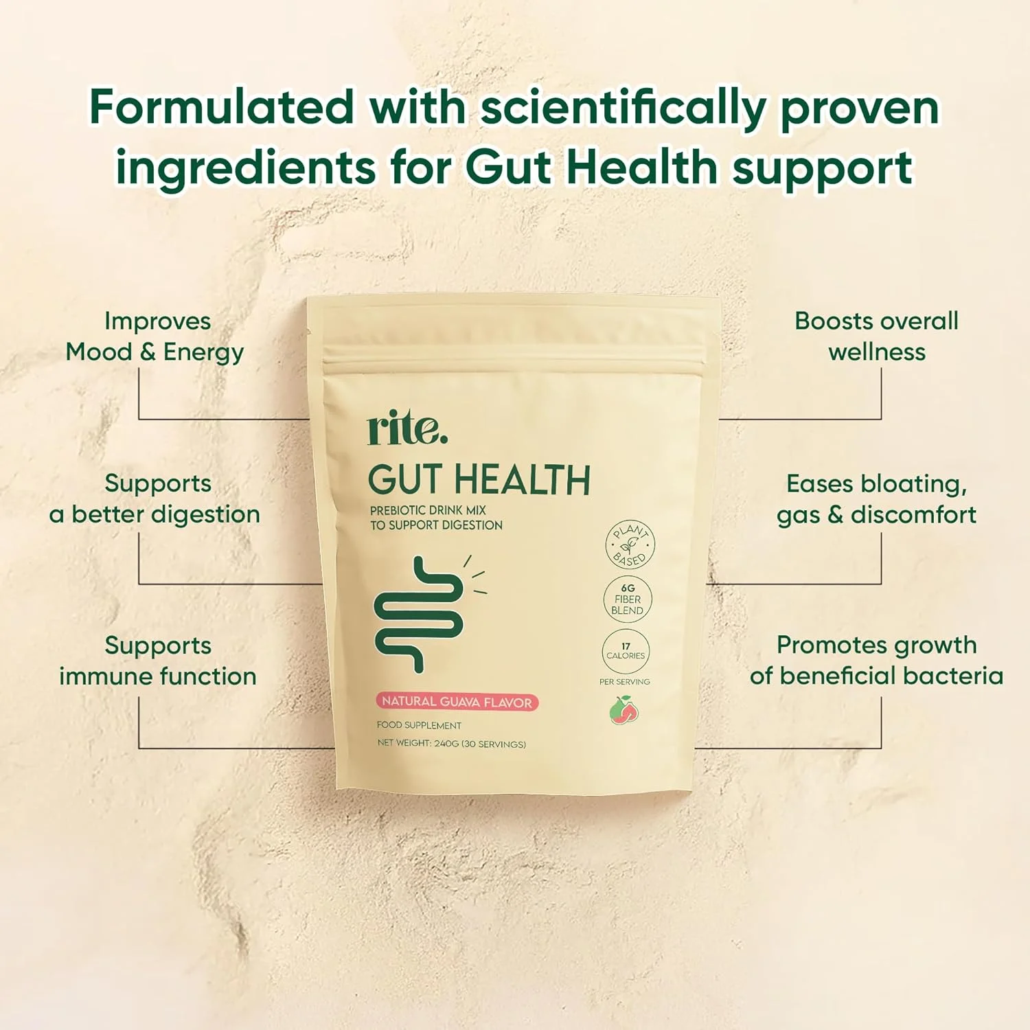 پودر پریبیوتیک برای سلامت روده Rite، فیبر بالا، پودر فیبر محلول، سلامت دستگاه گوارش، وگان، طعم گواوا (30 سروینگ، 1 ماه) پودر پریبیوتیک برای سلامت روده Rite، فیبر بالا، پودر فیبر محلول، سلامت دستگاه گوارش، وگان، طعم گواوا (30 سروینگ، 1 ماه)