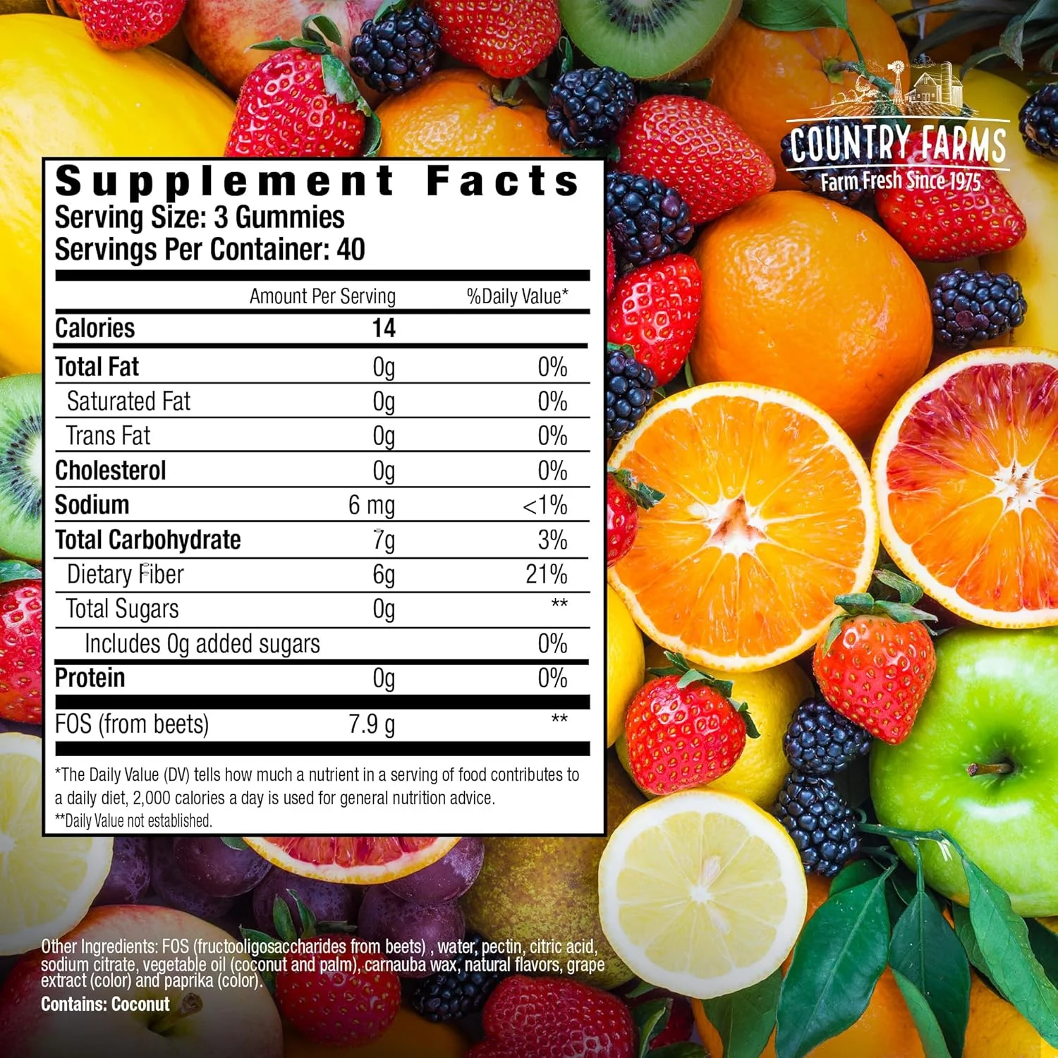 پاستیل پریبیوتیک فیبر کر کانتری فارمز، 6 گرم فیبر در هر وعده، FOS از چغندر، سلامت دستگاه گوارش، پشتیبانی از نظم، طعم میوه های مخلوط، 120 پاستیل، 40 وعده، چندگانه پاستیل پریبیوتیک فیبر کر کانتری فارمز، 6 گرم فیبر در هر وعده، FOS از چغندر، سلامت دستگاه گوارش، پشتیبانی از نظم، طعم میوه های مخلوط، 120 پاستیل، 40 وعده، چندگانه
