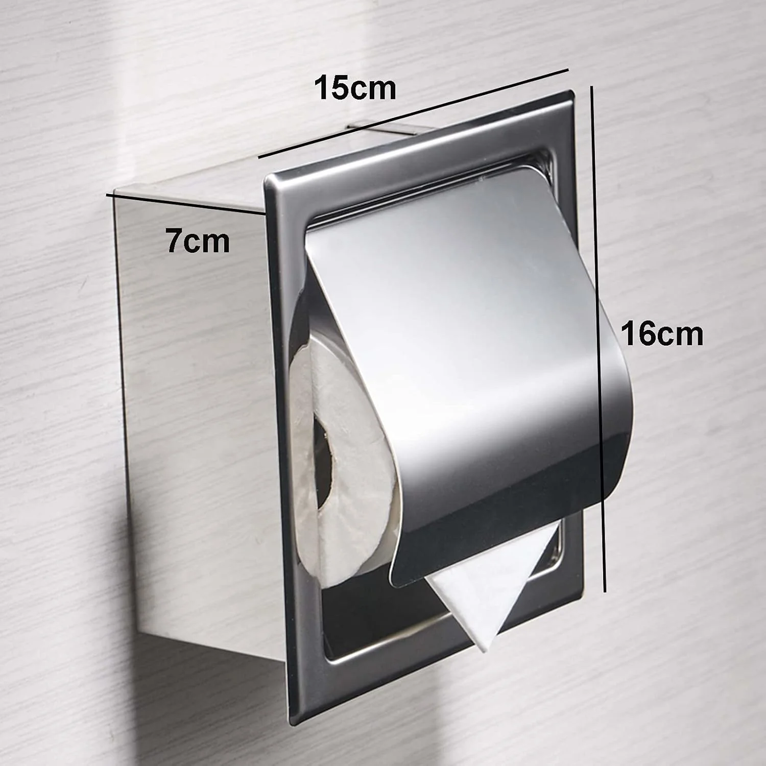 جای دستمال توالت فرورفته LIU با پوشش، جعبه دستمال کاغذی دیواری استیل ضد زنگ برای خانه یا هتل تجاری