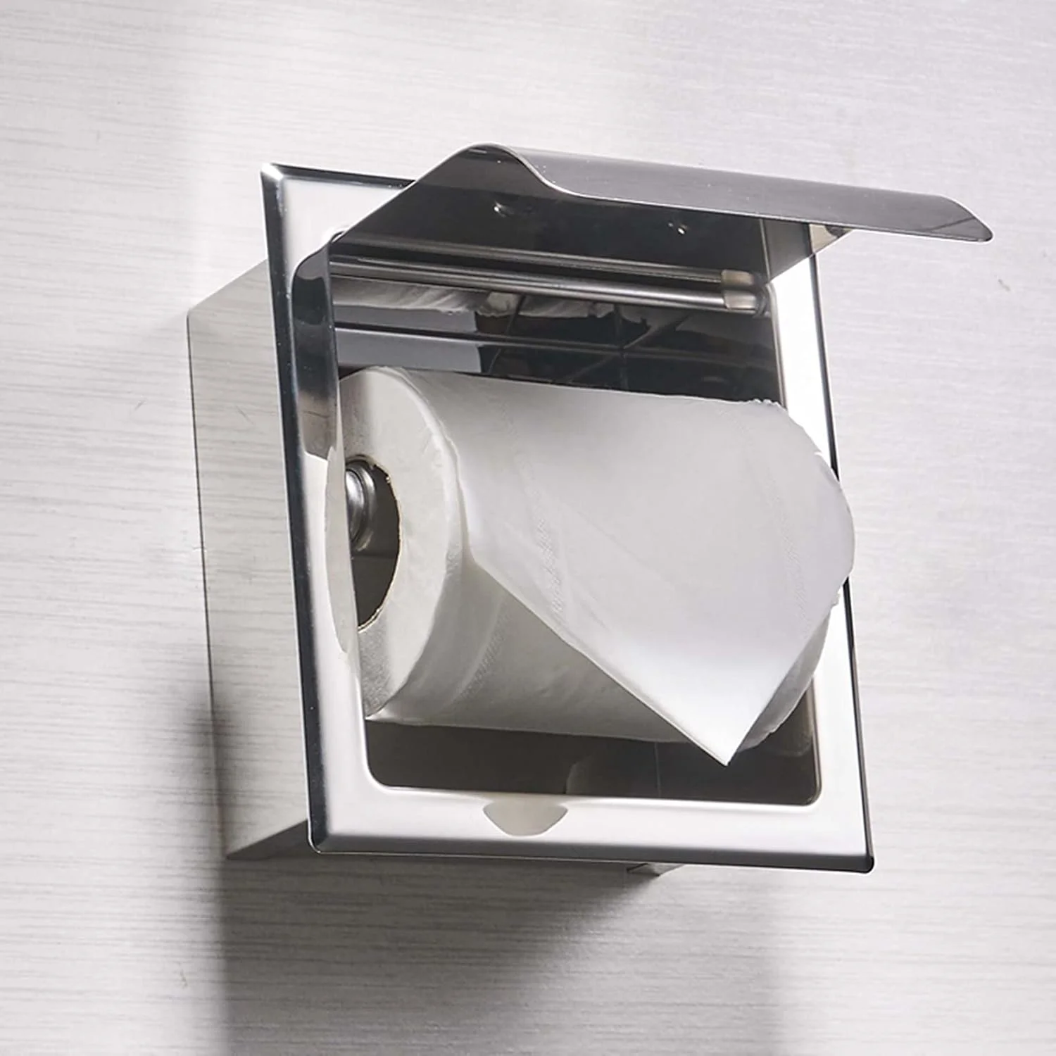 جای دستمال توالت فرورفته LIU با پوشش، جعبه دستمال کاغذی دیواری استیل ضد زنگ برای خانه یا هتل تجاری