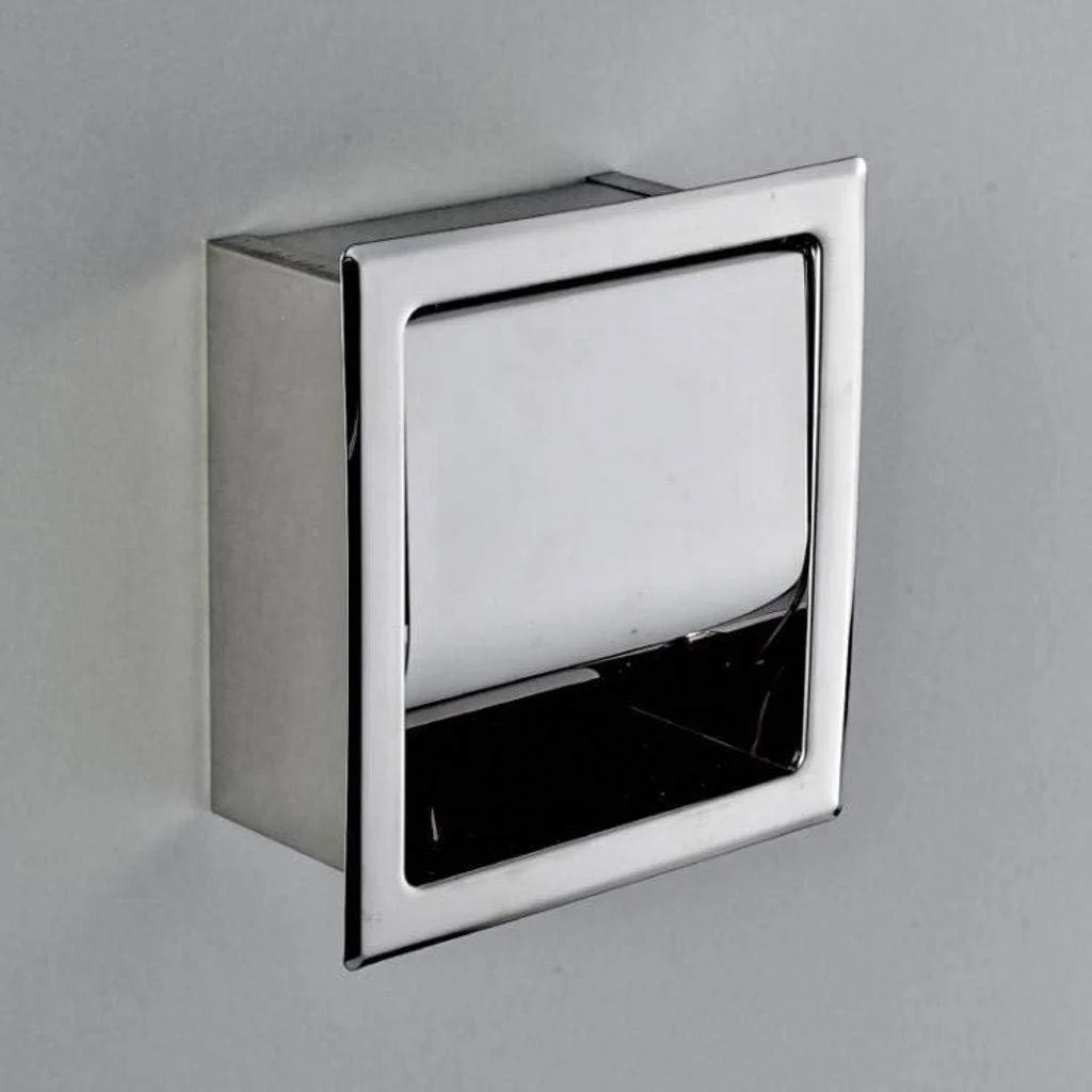 جا دستمال کاغذی توکار استیل ضد زنگ، تک رول، طراحی سرپوشیده (استیل ضد زنگ)