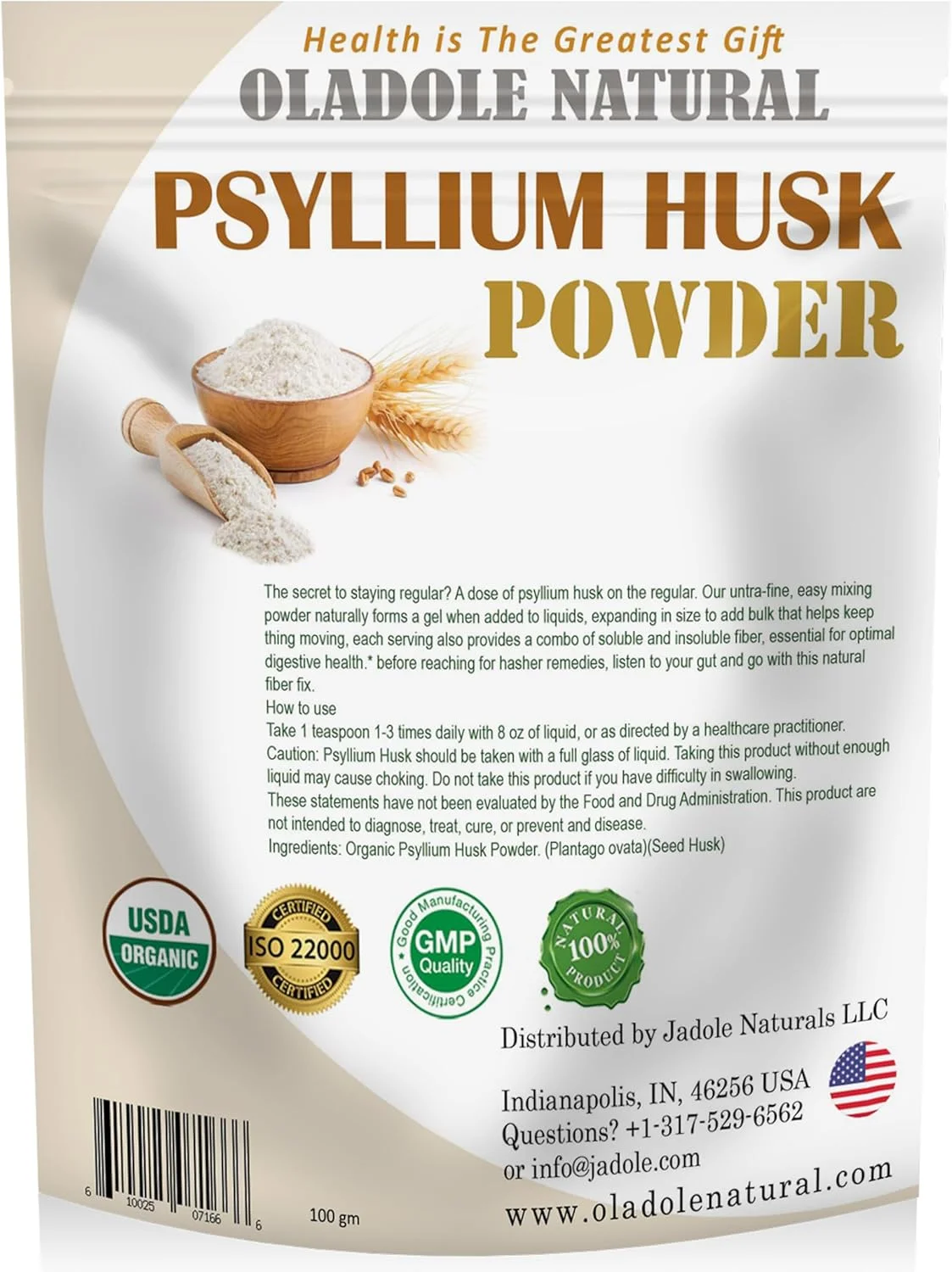 پودر پوسته اسفرزه طبیعی اولادول - 300 گرم | فیبر بالا برای سلامت دستگاه گوارش، کمک به کاهش کلسترول، مدیریت وزن، سلامت قلب و پاکسازی روده بزرگ | غیر تراریخته، بدون گلوتن