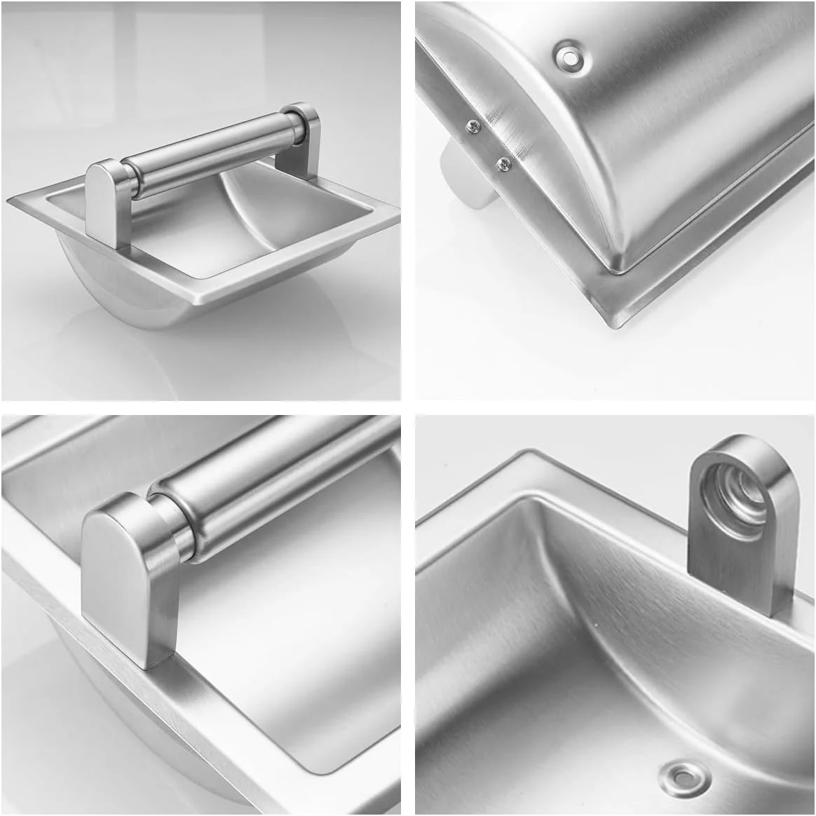 جا دستمال کاغذی توکار نیکل برس خورده، نگهدارنده رول توالت دیواری برای رول بزرگ، نگهدارنده فلزی دستمال توالت برای نگهداری در کابینت برای فضاهای کوچک، طراحی بادوام و صرفه جویی در فضا با براکت نصب