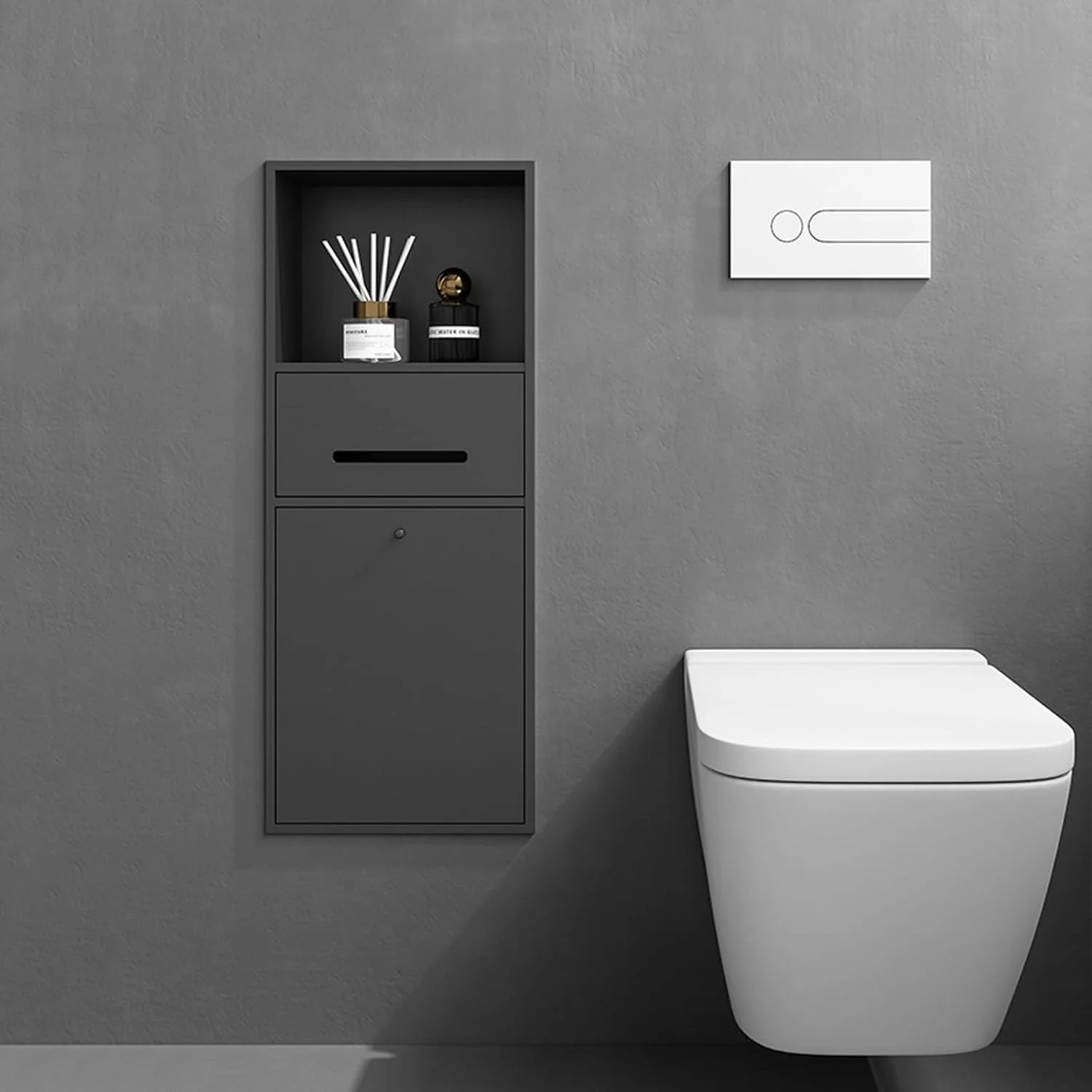 جا دستمال کاغذی توکار کابینت دیواری، جا دستمال کاغذی با کابینت ذخیره سازی، استیل ضد زنگ ضخیم شده، قفسه طاقچه، برای توالت حمام آشپزخانه هتل (خاکستری)