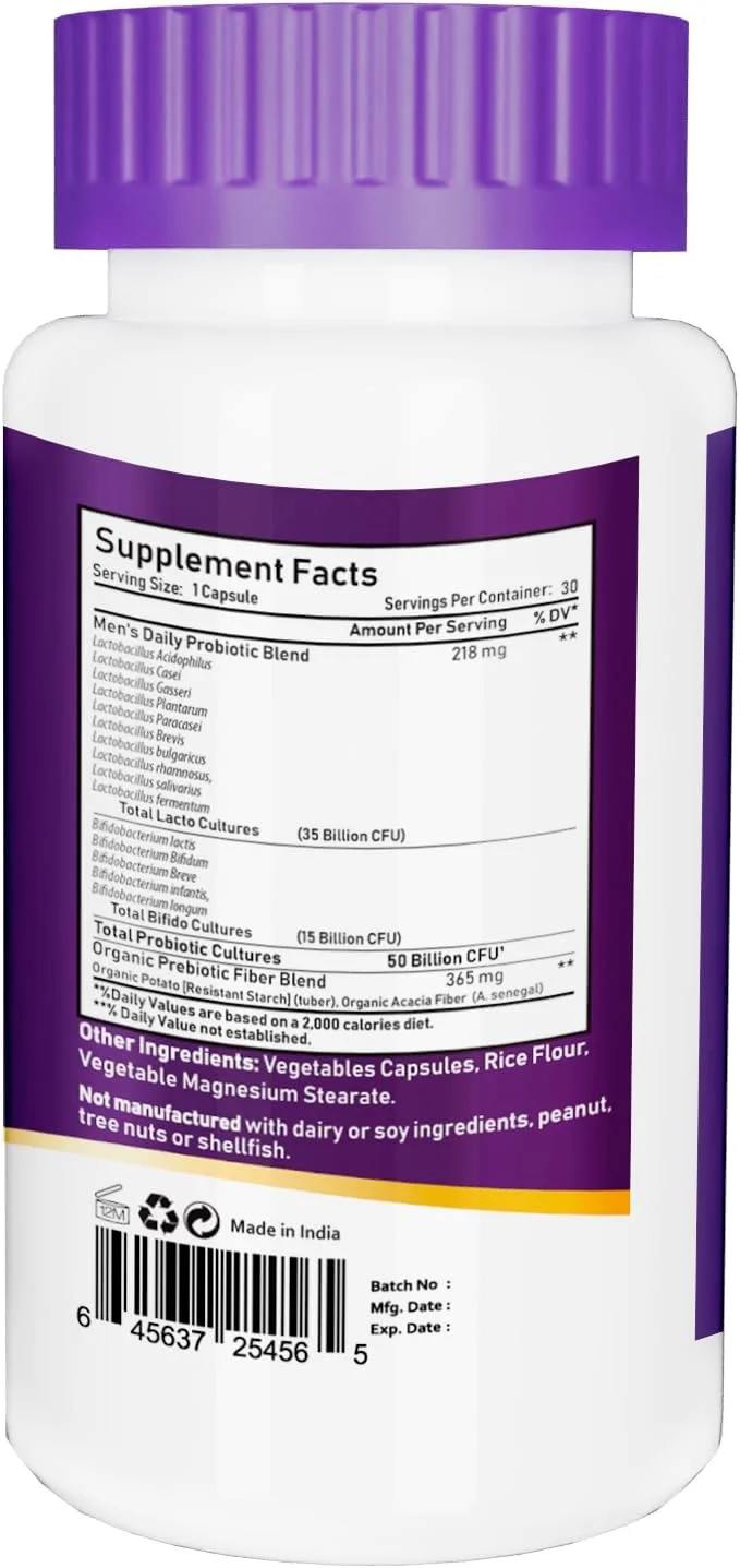 پروبیوتیک طبیعی NBL مخصوص آقایان، 50 میلیارد CFU، شامل 15 پروبیوتیک + فیبر پریبیوتیک ارگانیک برای پشتیبانی از هضم، روده بزرگ و سیستم ایمنی، تسکین روزانه گاز، 30 کپسول پروبیوتیک طبیعی NBL مخصوص آقایان، 50 میلیارد CFU، شامل 15 پروبیوتیک + فیبر پریبیوتیک ارگانیک برای پشتیبانی از هضم، روده بزرگ و سیستم ایمنی، تسکین روزانه گاز، 30 کپسول