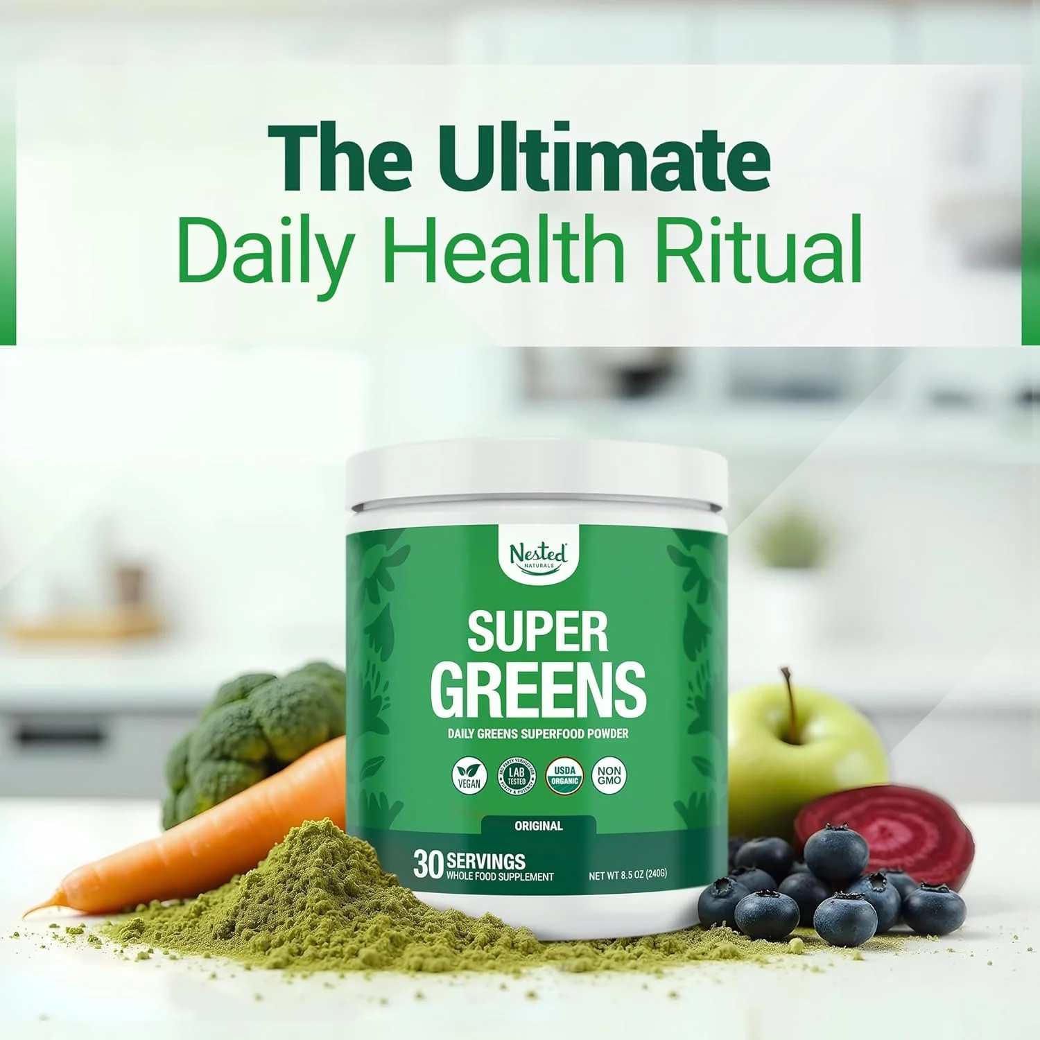 پودر سوپرفود سبزیجات ارگانیک Nested Naturals حاوی پروبیوتیک، فیبر و آنزیم، غیر تراریخته و مکمل گیاهی پودر سوپرفود سبزیجات ارگانیک Nested Naturals حاوی پروبیوتیک، فیبر و آنزیم، غیر تراریخته و مکمل گیاهی