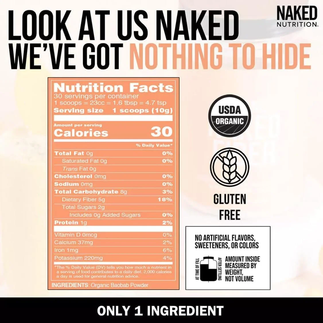 پودر بائوباب فیبر ارگانیک NAKED، مکمل فیبر پودر بائوباب فیبر ارگانیک NAKED، مکمل فیبر
