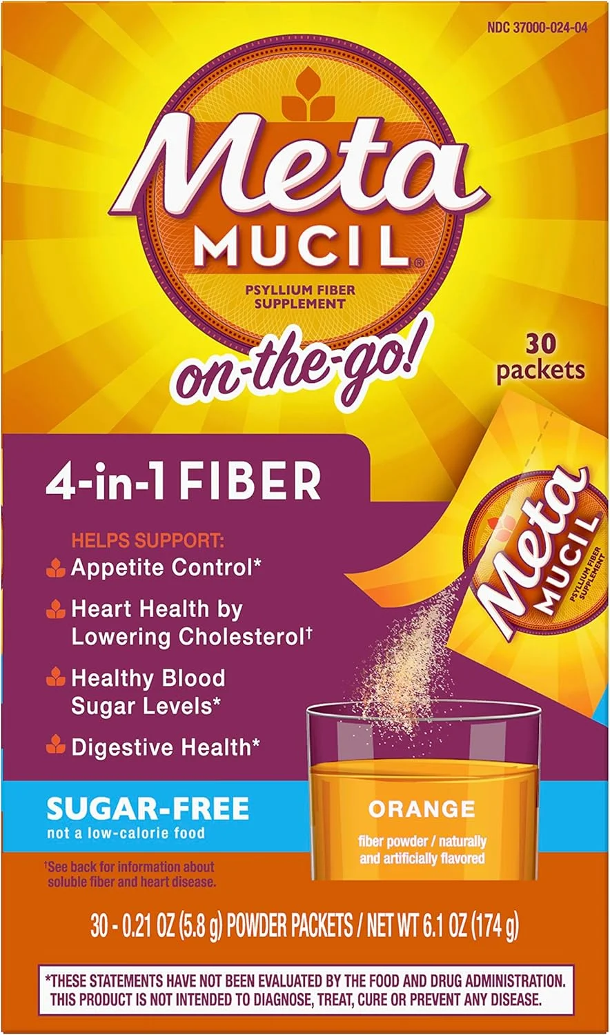 پودر مکمل فیبر پسیلیوم 4 در 1 Metamucil، بدون شکر، بسته های تک نفره، نوشیدنی با طعم پرتقال، 2 جعبه 30 عددی (قدیمی) پودر مکمل فیبر پسیلیوم 4 در 1 Metamucil، بدون شکر، بسته های تک نفره، نوشیدنی با طعم پرتقال، 2 جعبه 30 عددی (قدیمی)