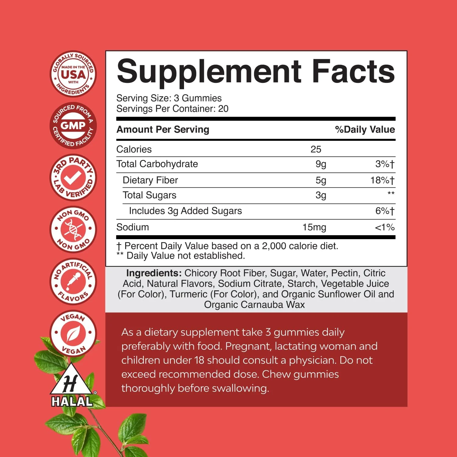پاستیل فیبر پریبیوتیک خوشمزه نیچرز کرافت برای بزرگسالان - مکمل ویتامین بالا با ریشه کاسنی محلول برای تقویت ایمنی و هضم، غیر تراریخته، وگان، حلال و بدون گلوتن پاستیل فیبر پریبیوتیک خوشمزه نیچرز کرافت برای بزرگسالان - مکمل ویتامین بالا با ریشه کاسنی محلول برای تقویت ایمنی و هضم، غیر تراریخته، وگان، حلال و بدون گلوتن