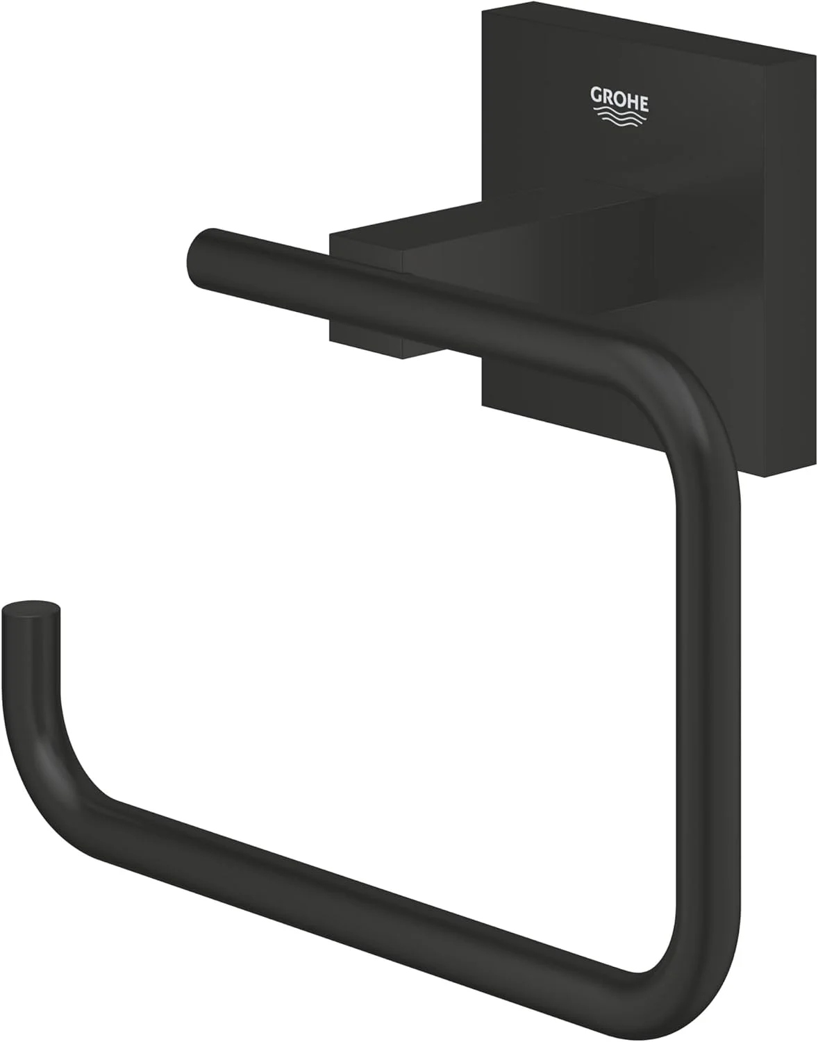 جا دستمال توالت GROHE Start Cube QuickFix بدون پوشش (فلزی، نصب دیواری، بست پنهان، با پیچ و رولپلاک)، سایز 138 میلی متر، نصب فوق العاده آسان QuickGlue، مشکی مات، 409782430