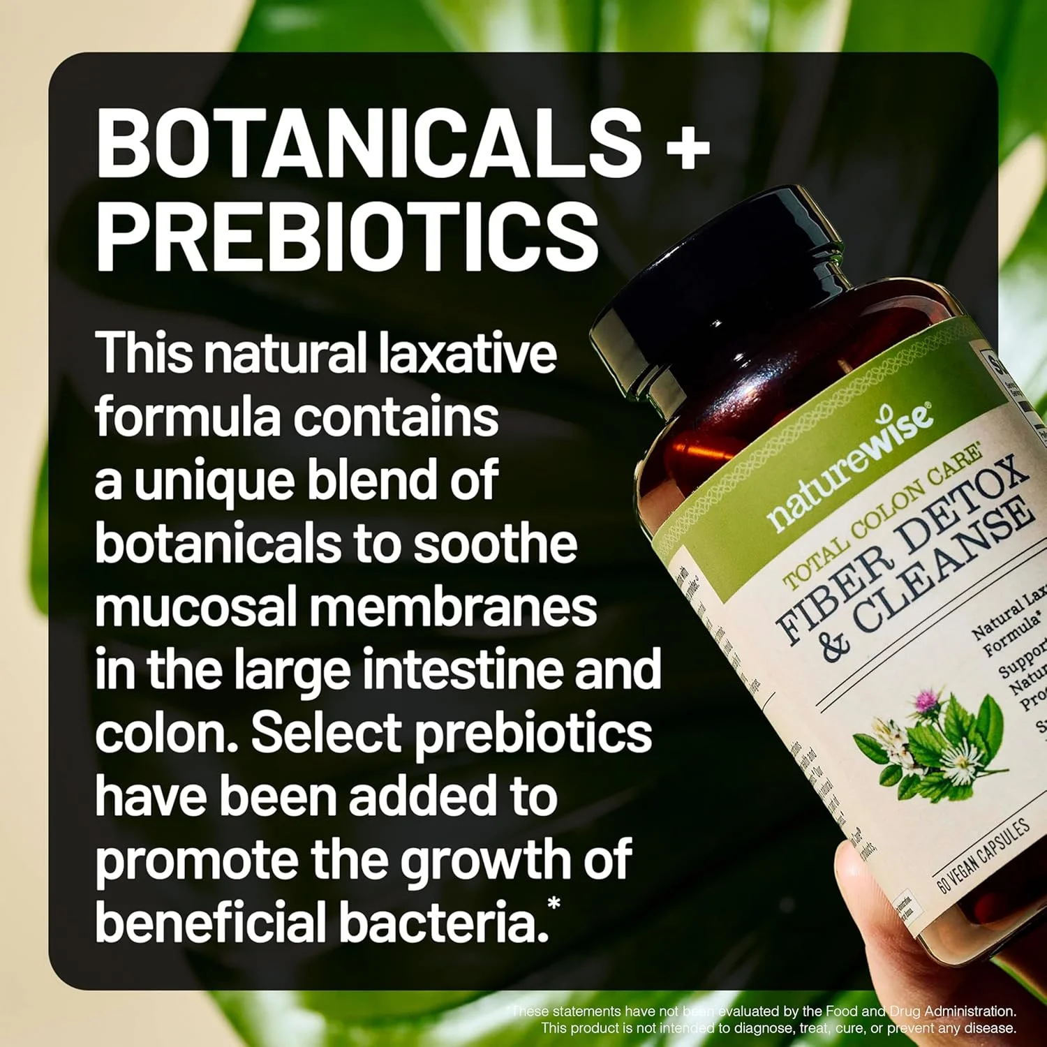 مکمل پاکسازی روده NatureWise Total Colon Care حاوی فیبر، ملین های گیاهی، پری بیوتیک ها و آنزیم های گوارشی برای دفع سالم، هضم ایمن، سم زدایی و سلامت روده [تامین یک ماهه - 60 عدد]