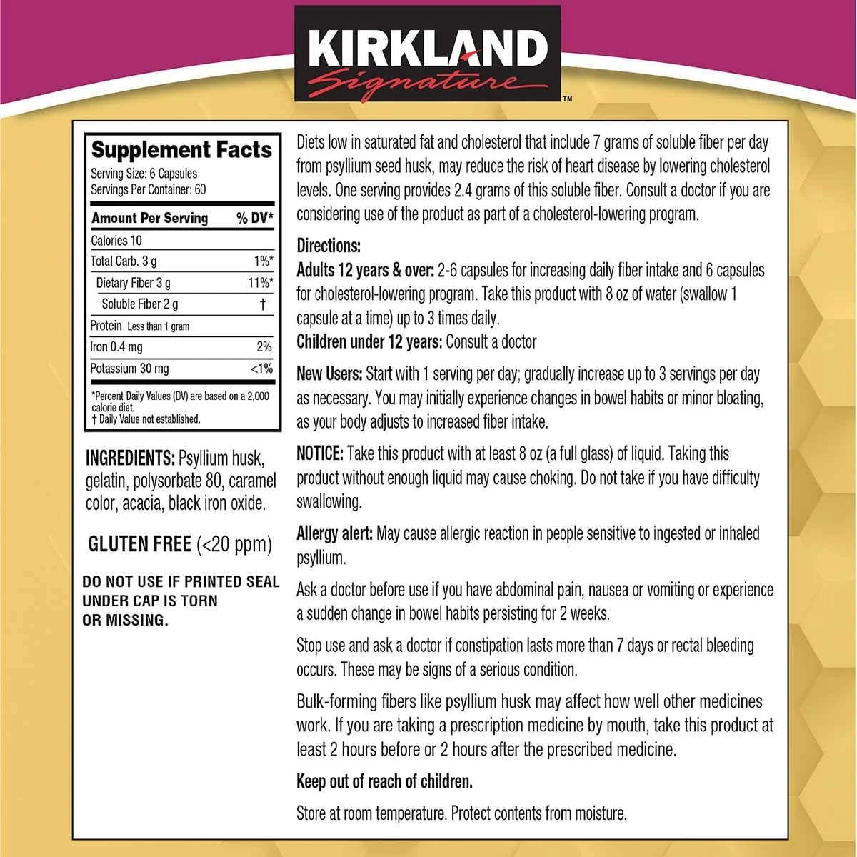 فیبر پسیلیوم Kirkland Signature، ۷۲۰ کپسول فیبر پسیلیوم Kirkland Signature، ۷۲۰ کپسول